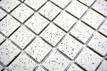 Mosani Mosaikfliesen Mosaik Fliese Keramik cremeweiß gesprenkelt unglasiert Boden Bad