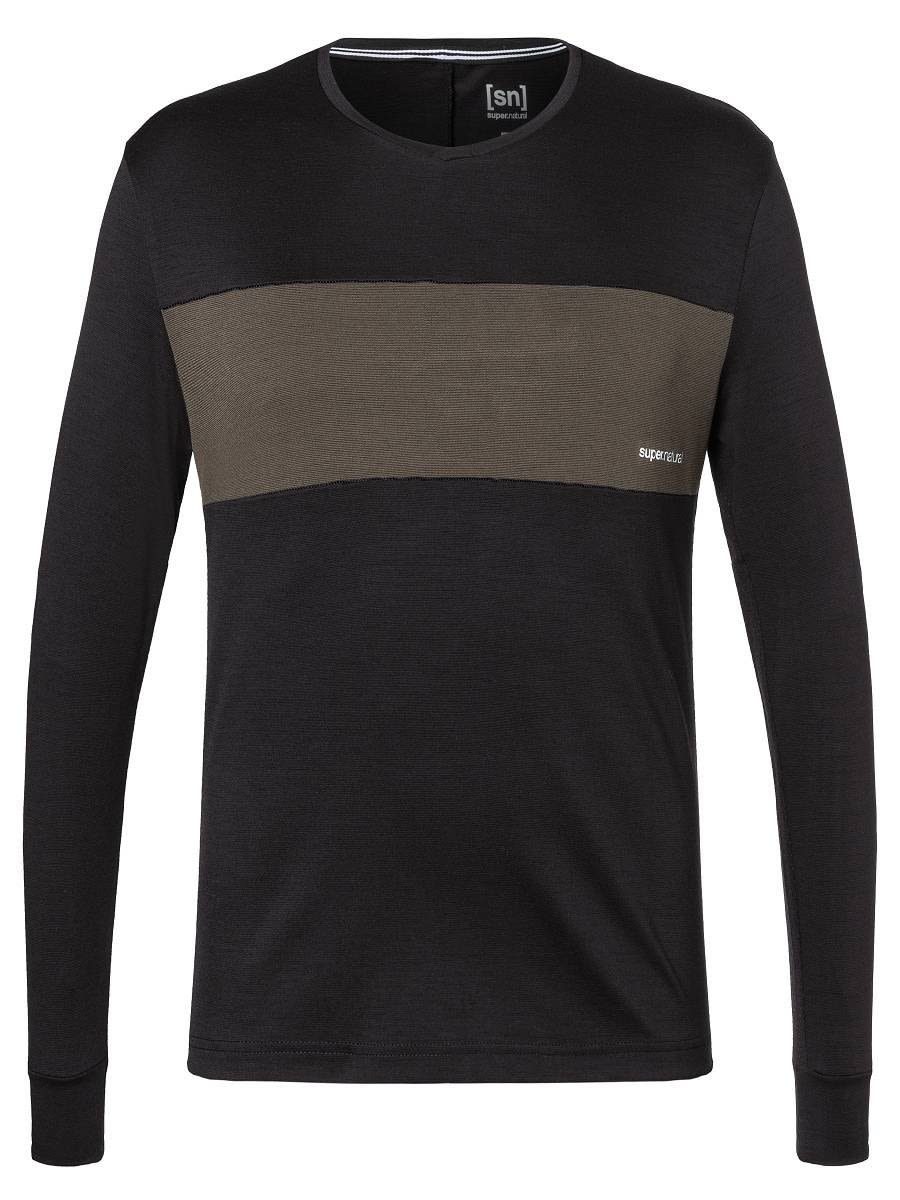 SUPER.NATURAL Langarmshirt Super.natural M Gravier Long-sleeve Herren Grey Black - Wren