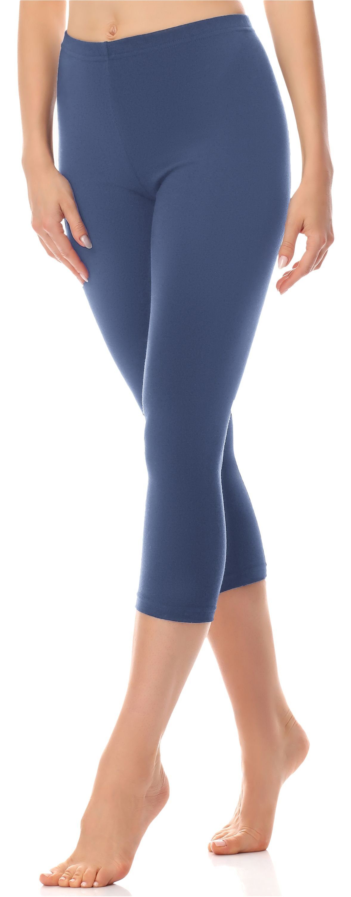 AN60-101 aus Damen elastischer Leggings (1-tlg) 3/4 Bund Jeans Antie Leggings Baumwolle