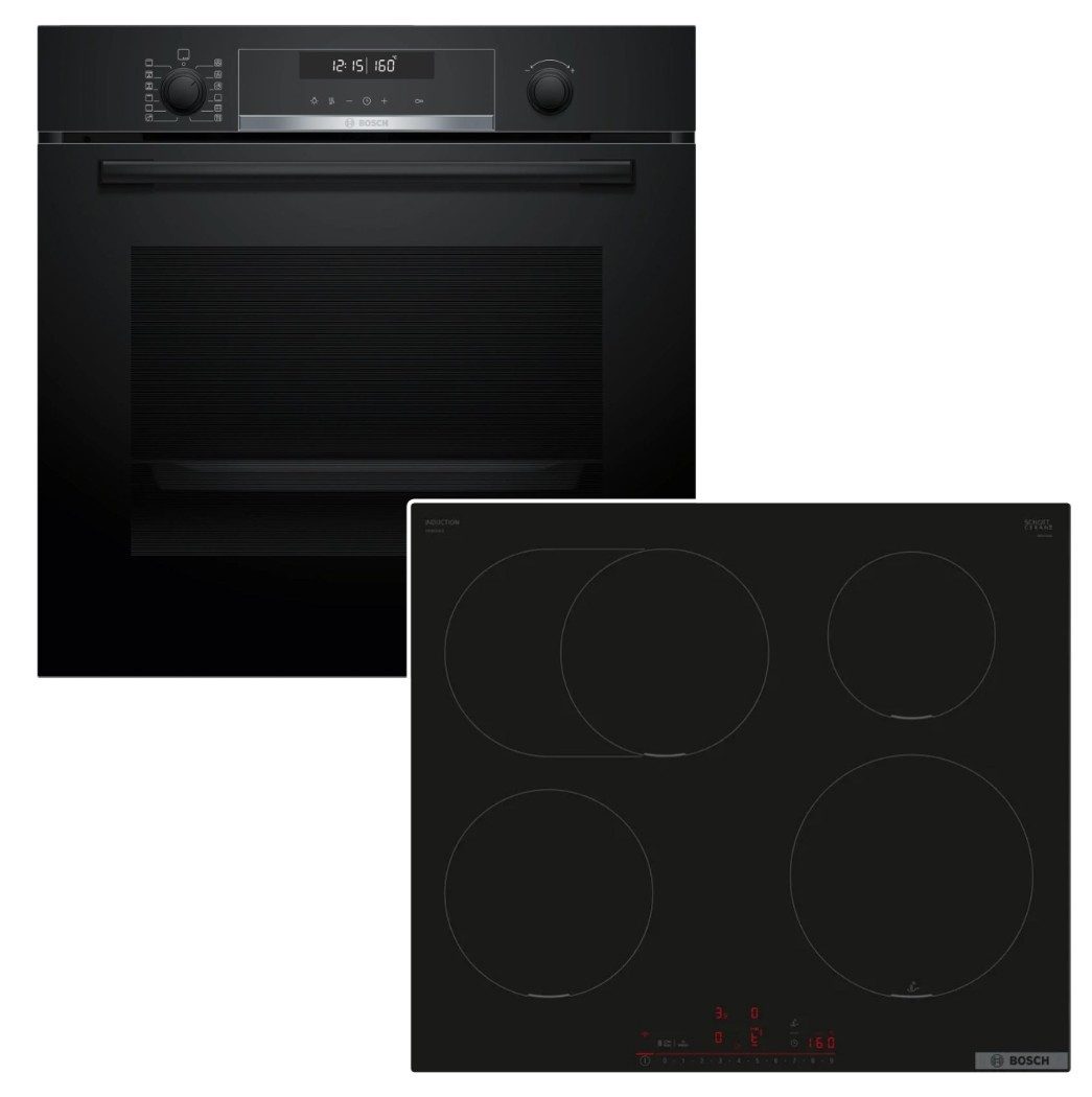 BOSCH Backofen-Set Einbaubackofen Pyrolyse AirFry + Induktionskochfeld Bräterzone Boost, mit Nein, Pyrolyse-Selbstreinigung Hydrolyse