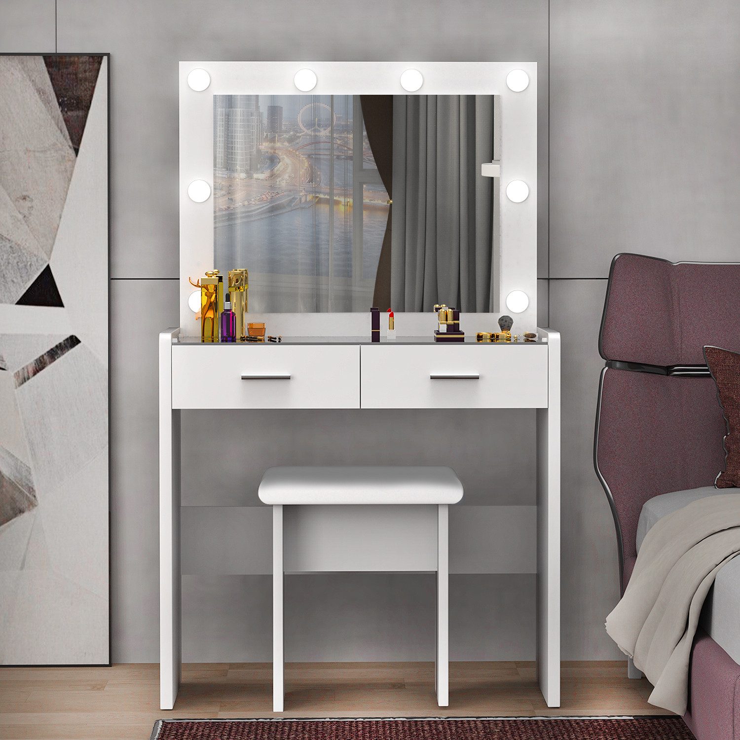 WILGOON Schminktisch mit transparentem Glas und günstig online kaufen