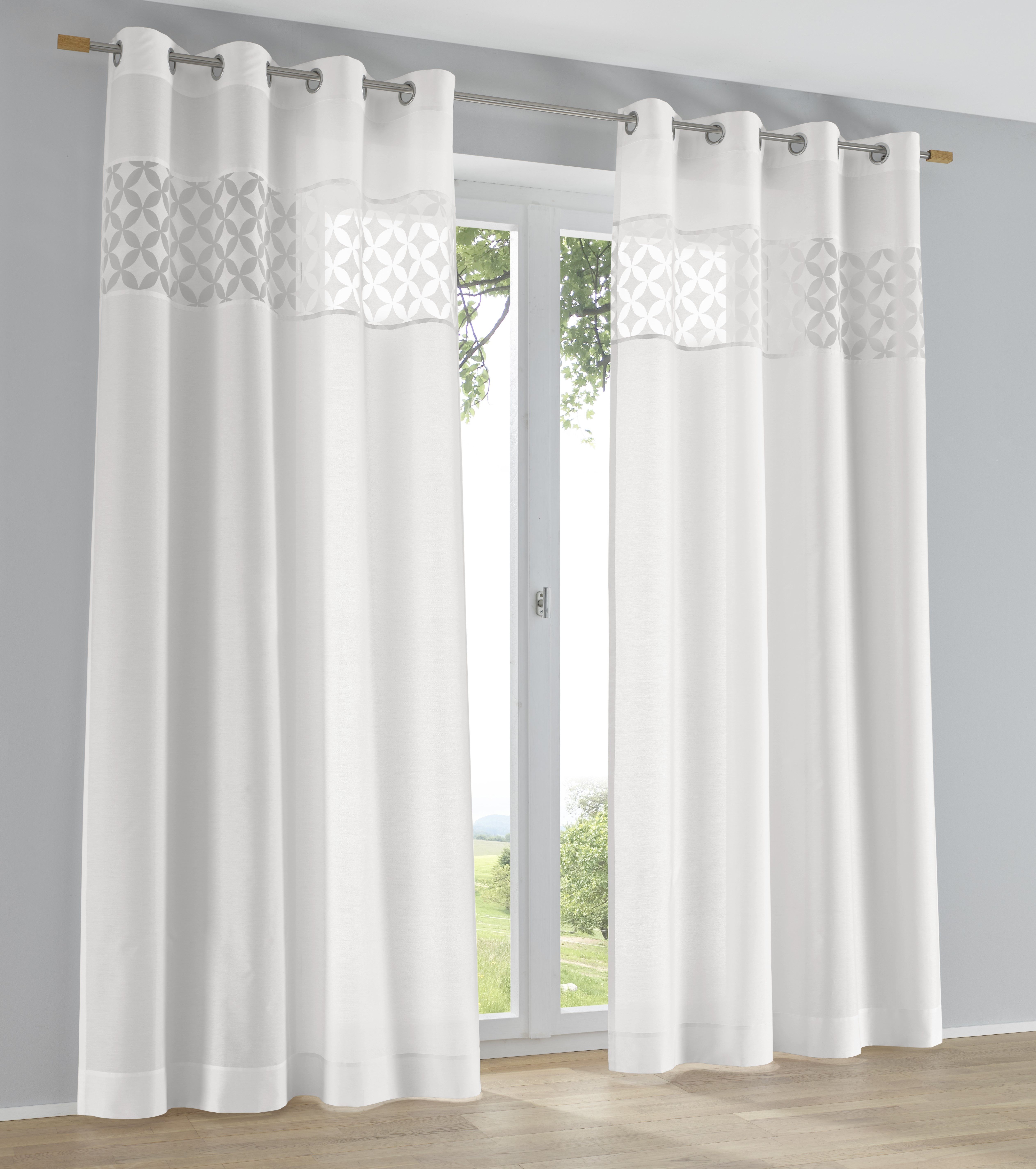 Kutti Vorhang Jessy weiß (1 St), Ösen, halbtransparent, Ausbrenner, moderne Gardine, silberne Ösen