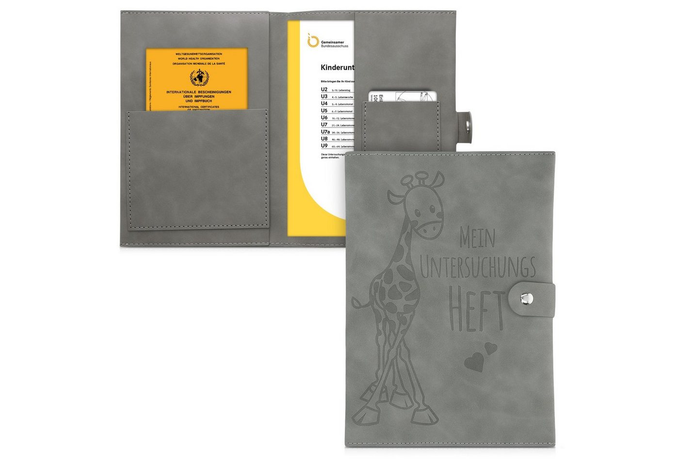 kwmobile Etui Kunstleder Hülle für deutsches Untersuchungsheft, U-Heft Hülle und Impfpass Hülle - extra Fächer - Cover