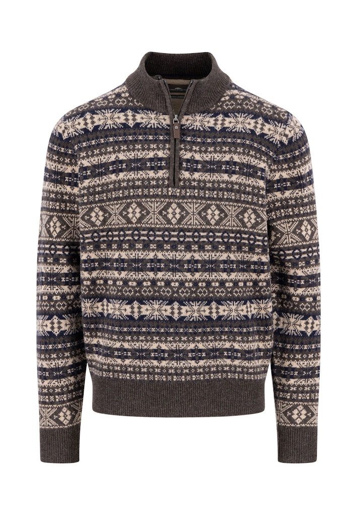 Wollpullover Fynch-Hatton / He.Pullover / Zip Troyer, Jacquard, Lambswool*RWS