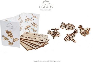 UGEARS 3D-Puzzle U-FIDGET Holz 3D-Puzzle-Set Modellbausatz - Flugzeuge, 62 Puzzleteile, 4 Miniaturmodelle