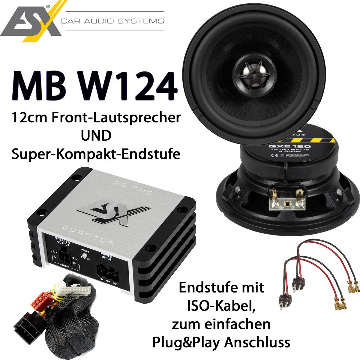 ESX QXE120 + QS-TWO-ISO Колонки + Endstufe Mercedes Benz W124 Multiroom-Lautsprecher