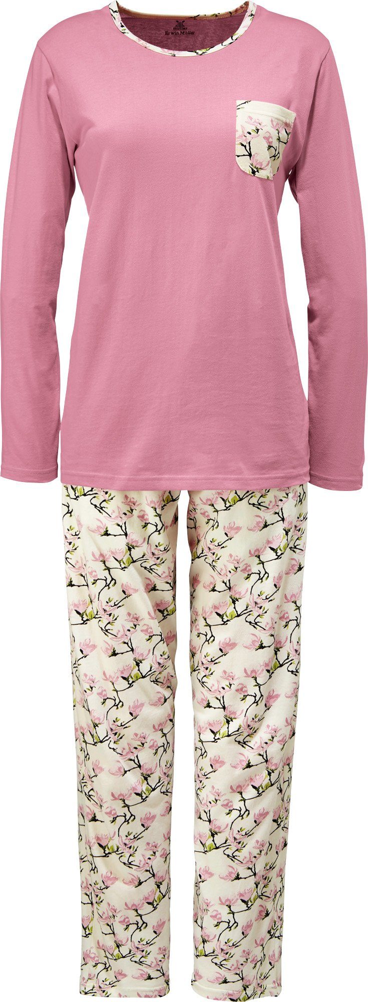 Erwin Müller Pyjama Damen-Schlafanzug Single-Jersey Blumen günstig online kaufen