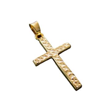 NICEANDnoble Kettenanhänger 585er Gelbgold Kettenanhänger Kreuz diamantiert, Diamantierung
