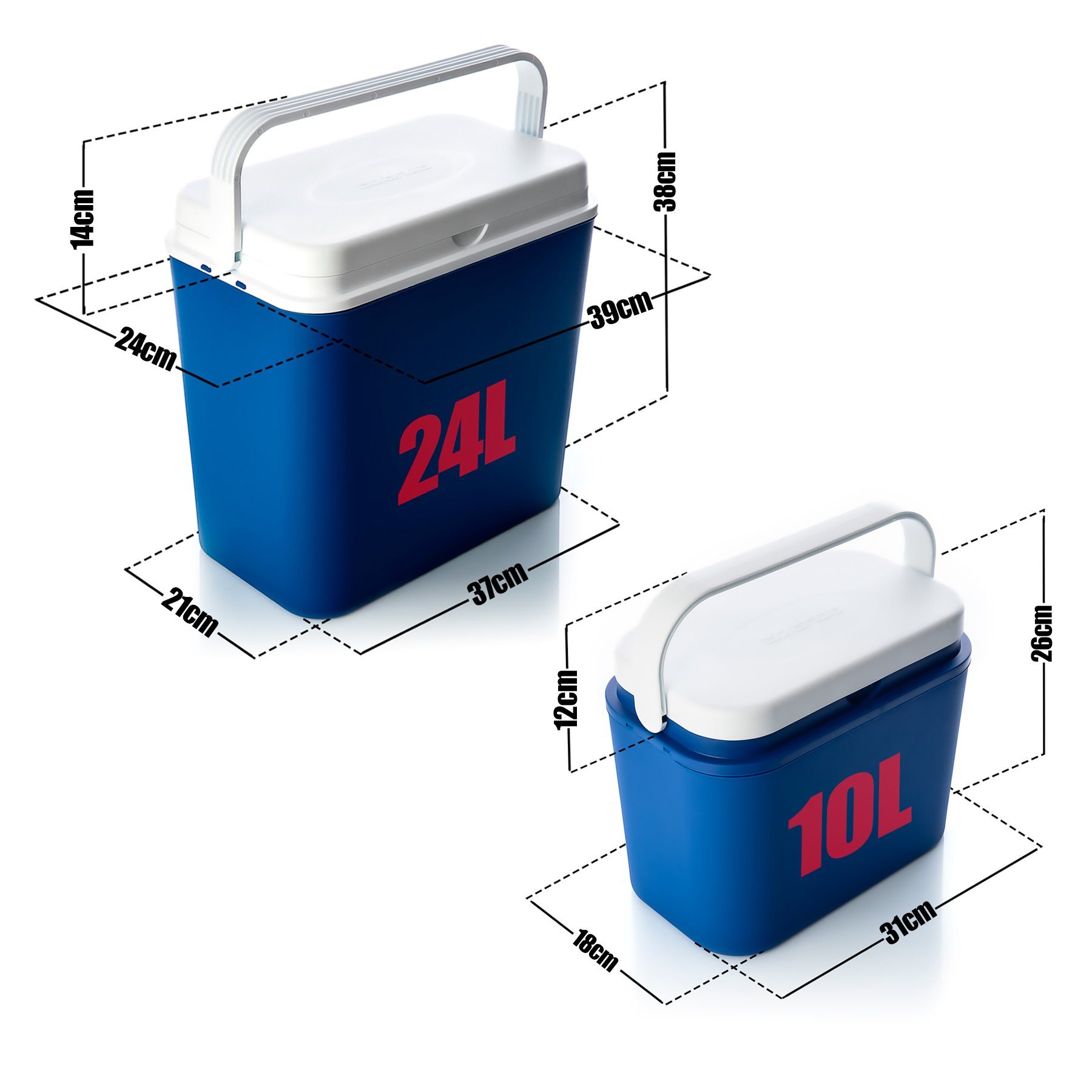 Kühlboxen Set 24L PP-Kunststoff, + (2-tlg) BigDean Made Thermobehälter in 10L EU, Blau/weiß Gefrierbox Kühltasche