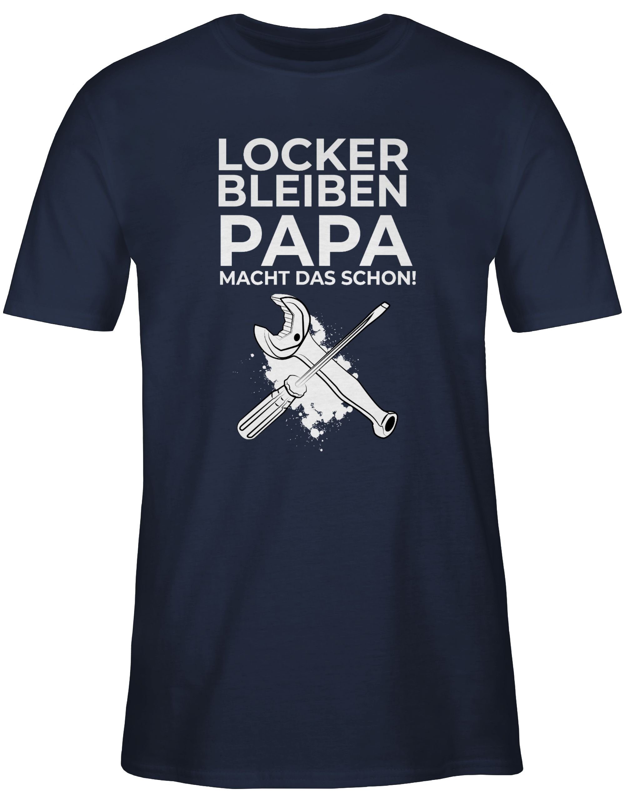 Shirtracer T-Shirt Locker bleiben Werkzeug Navy macht Geschenke Papa 2 das Handwerker schon Blau