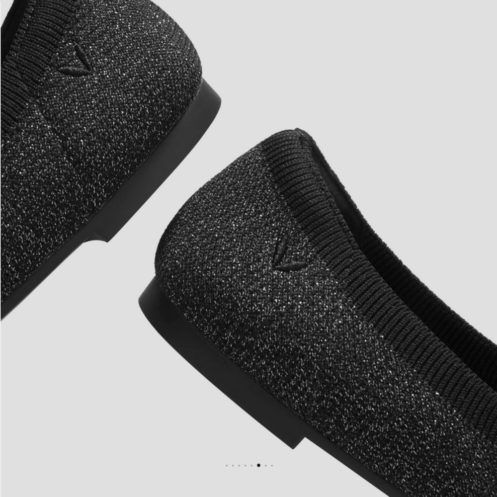 UE Stock Vivaia Damen Flache Schuhe runder Zehenpartie Gr. 37 Schwarz Metallic Ballerina