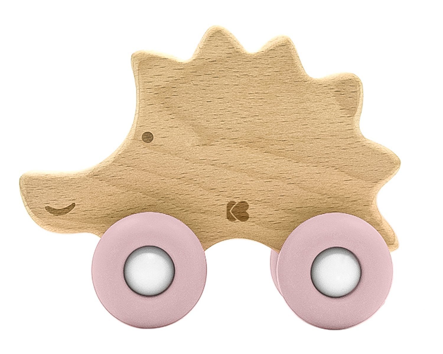 Kikkaboo Beißring Holzspielzeug Beißring Igel, mit Silikonbeißring Igel Buchenholz Beißring weiche Form rosa
