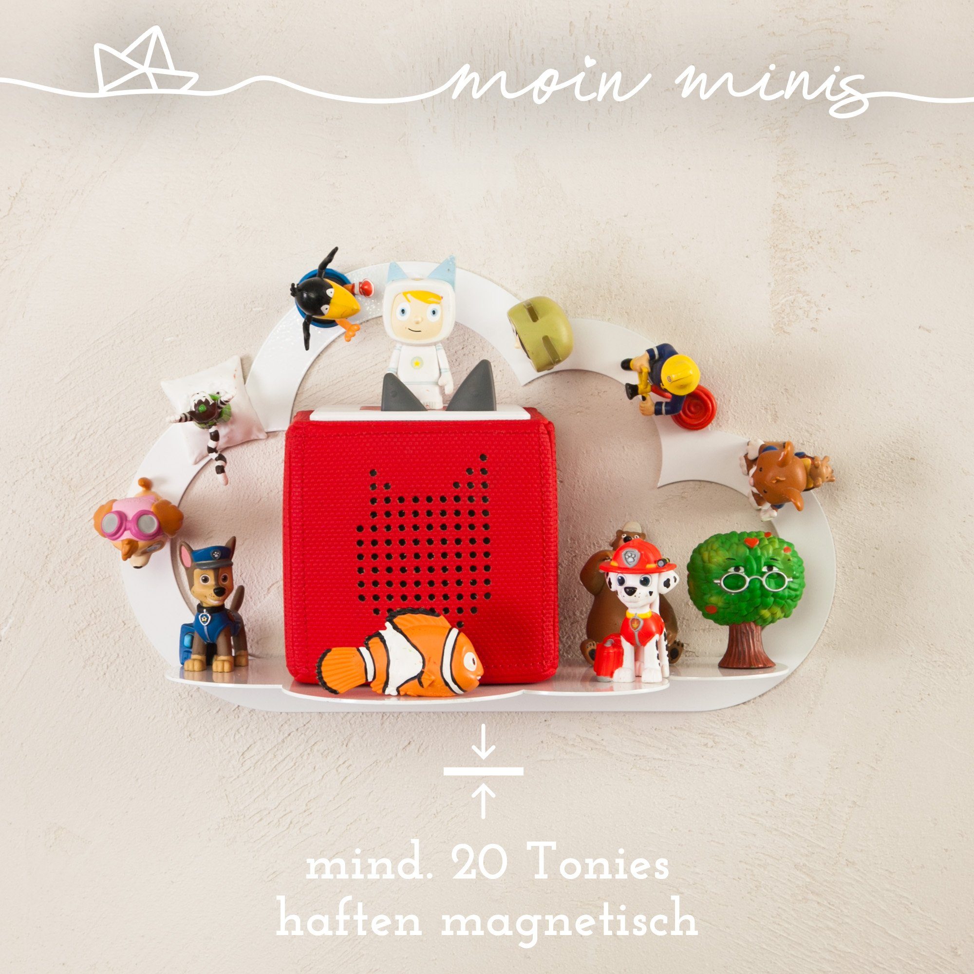 moin minis Wandregal moin minis Wolke Weiß magnetisches Regal kompatibel mit 20 Tonie