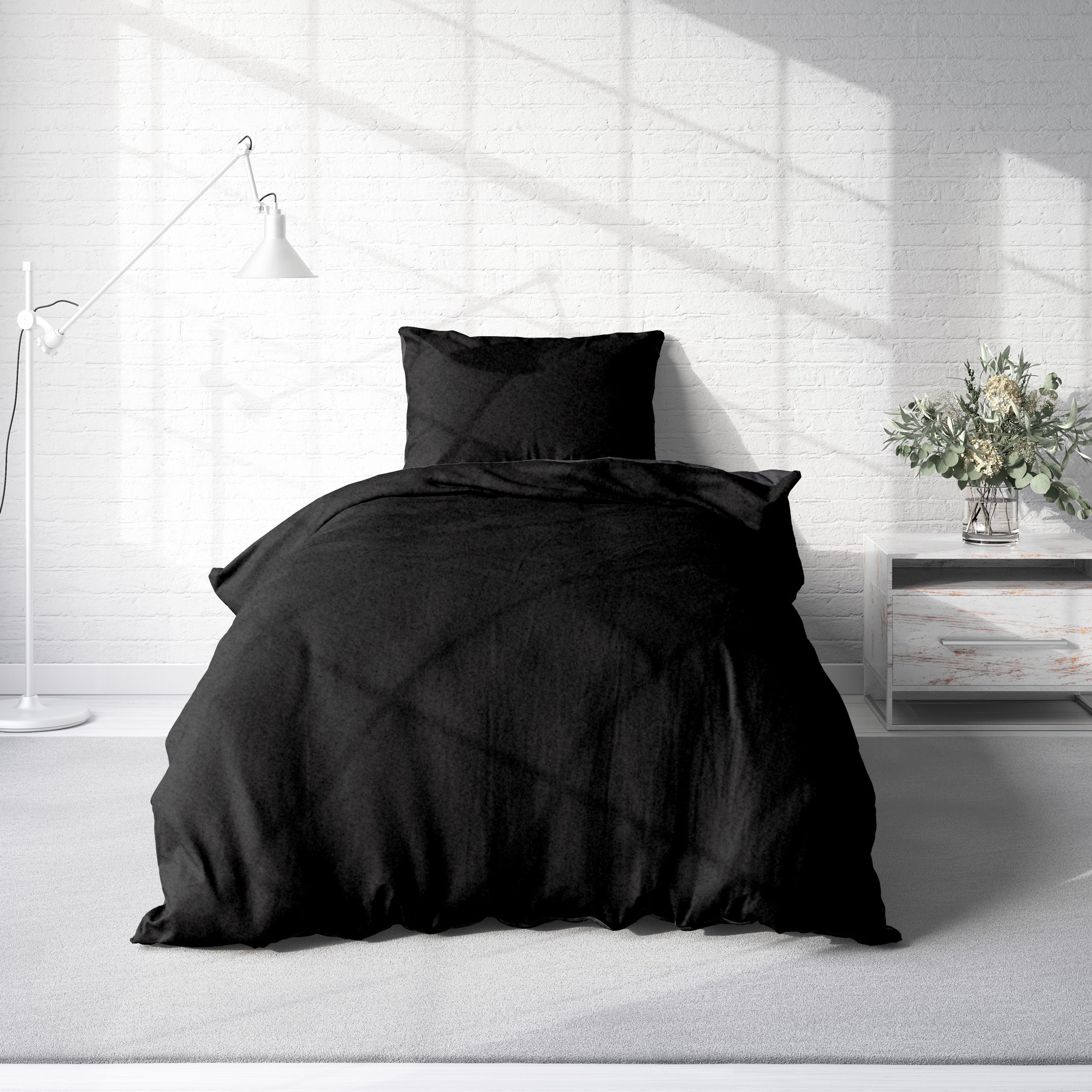 One Home Bettwäsche Doubleface Unifarben, Fleece, 4 teilig, Wende modern, k günstig online kaufen