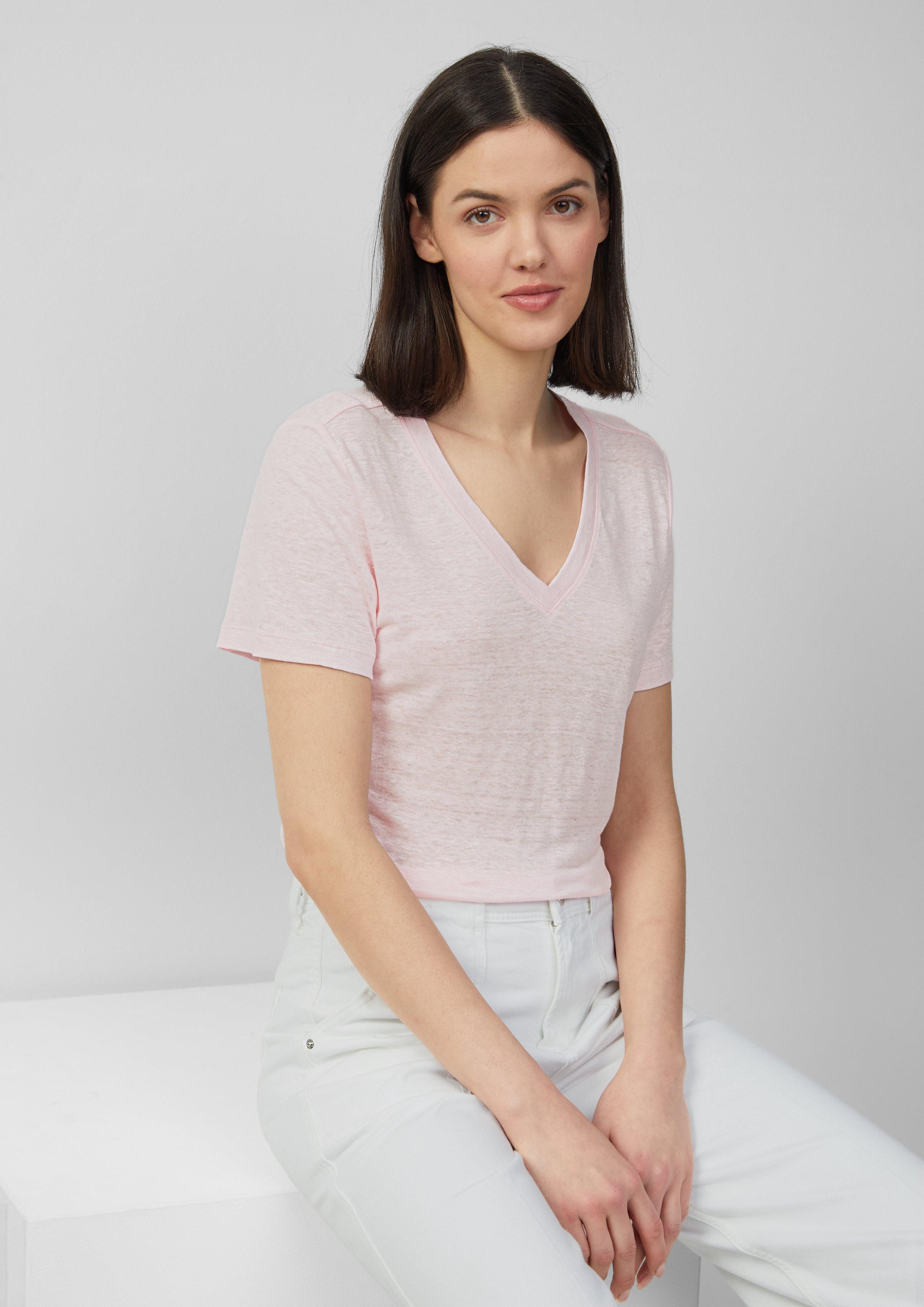 s.Oliver Kurzarmshirt T-Shirt aus Leinen mit günstig online kaufen