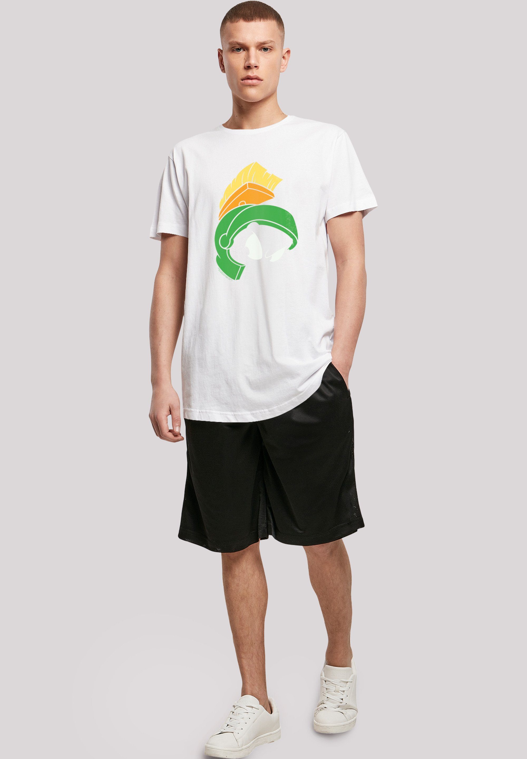 Marvin Shaped Long white Kurzarmshirt (1-tlg) Tee Martian with The Herren Face F4NT4STIC