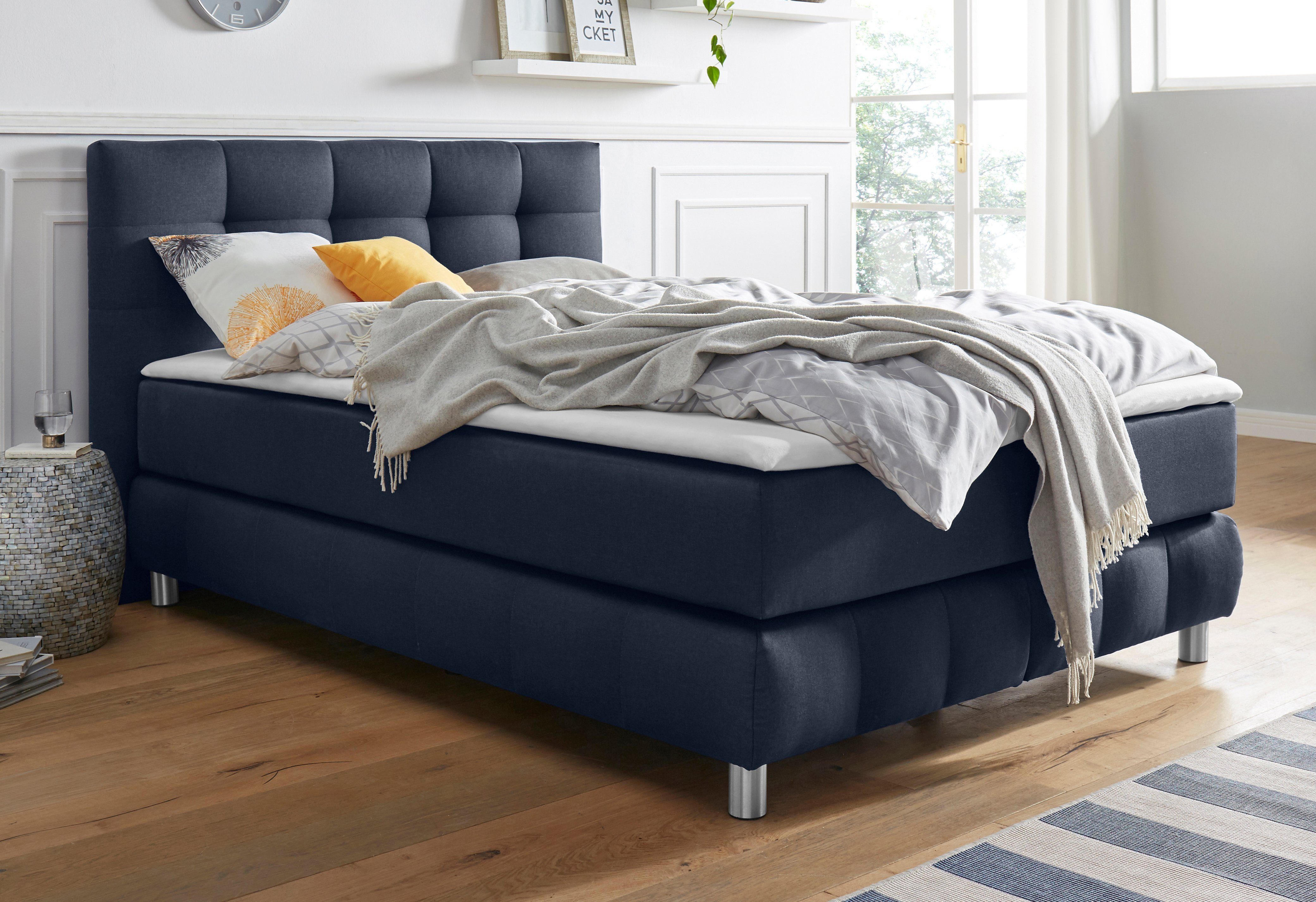 andas Boxspringbett Salo XXL, in Struktur, in Samtoptik Überlänge Breiten 6 oder 220cm, Härtegrade 4