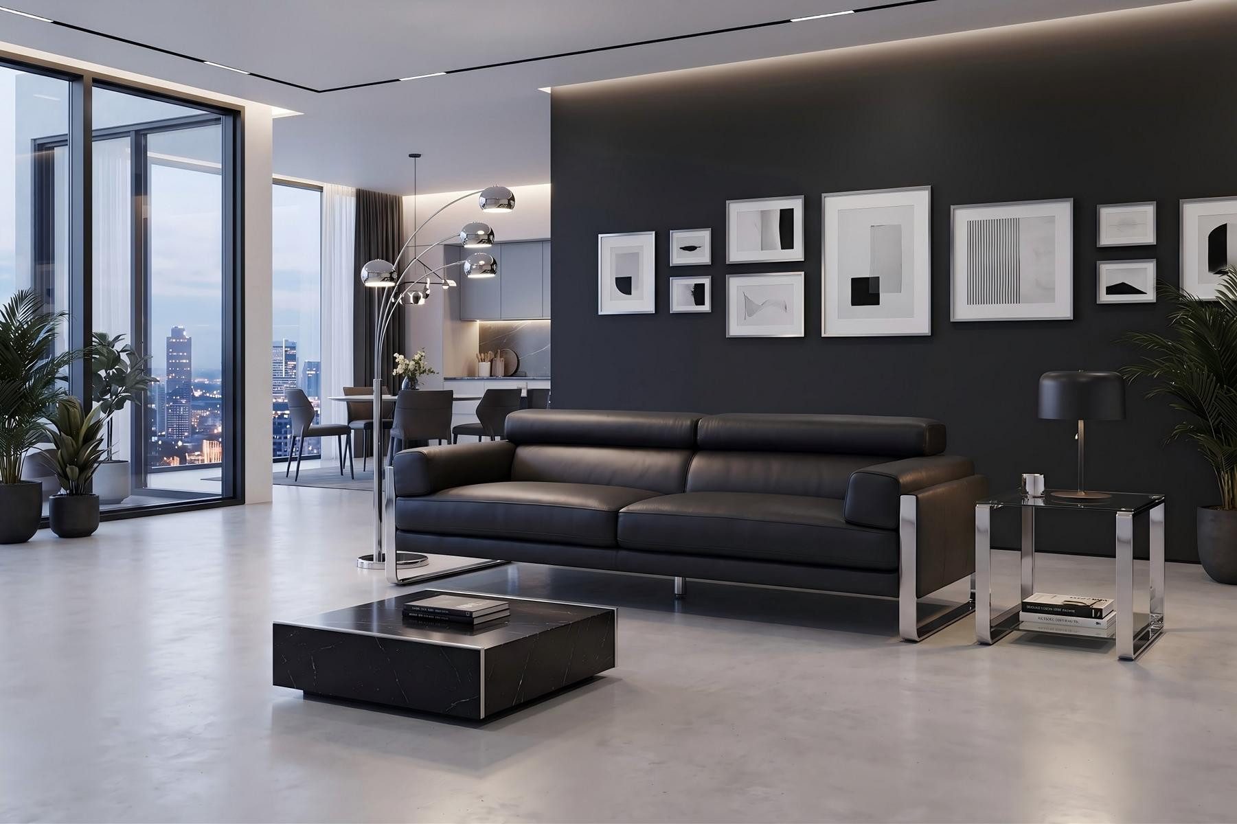 Salottini Sofa XL Premium Designer 3er Sofa Turin 3-Sitzer Leder Couch schwarz, Handarbeit
