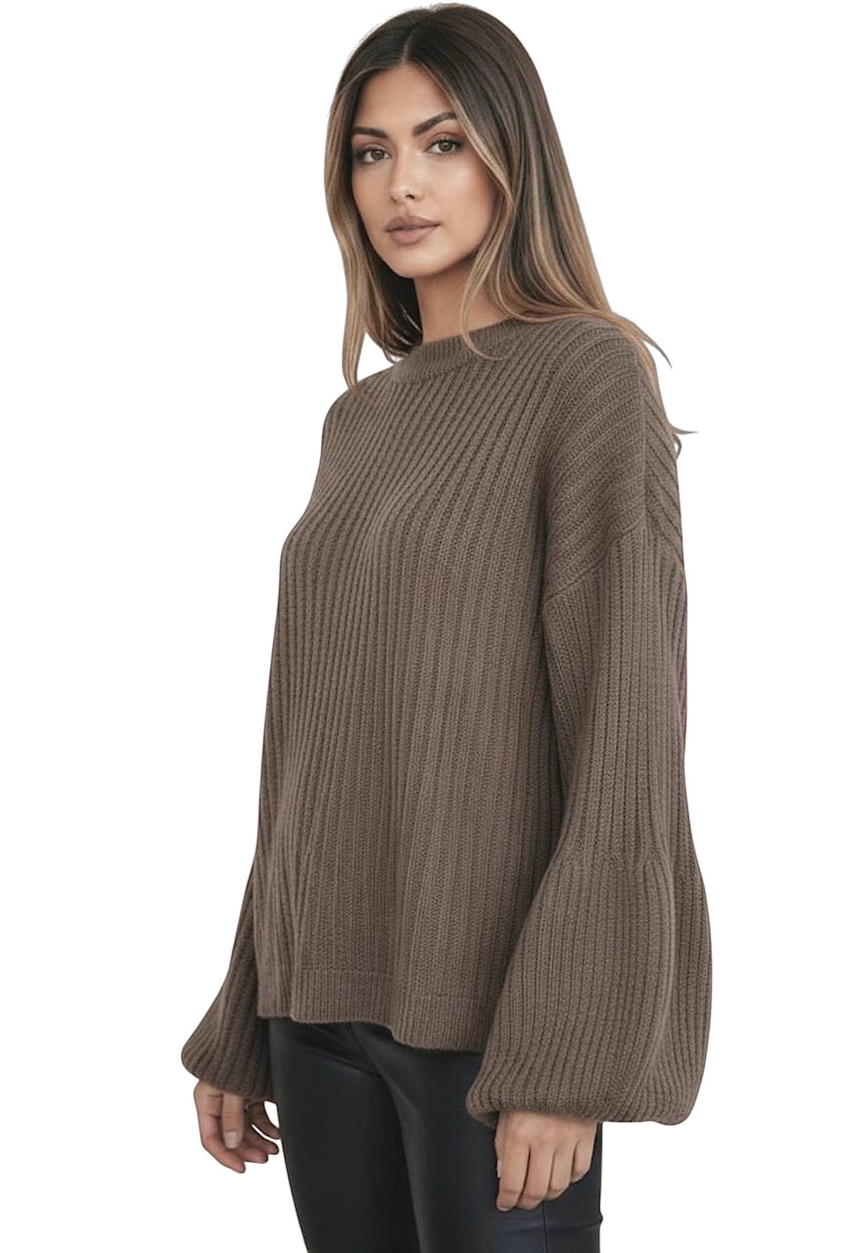 Strickpullover WORLDCLASSCA Damen Oversize Strickpulllover Ballonärmel Pulli
