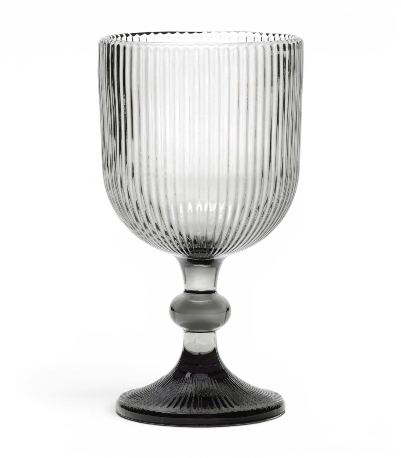casa NOVA Weinglas GARBRIELLA, 370 ml Fassungsvermögen, Grau, 1-tlg., Glas, mit Rillenschliff