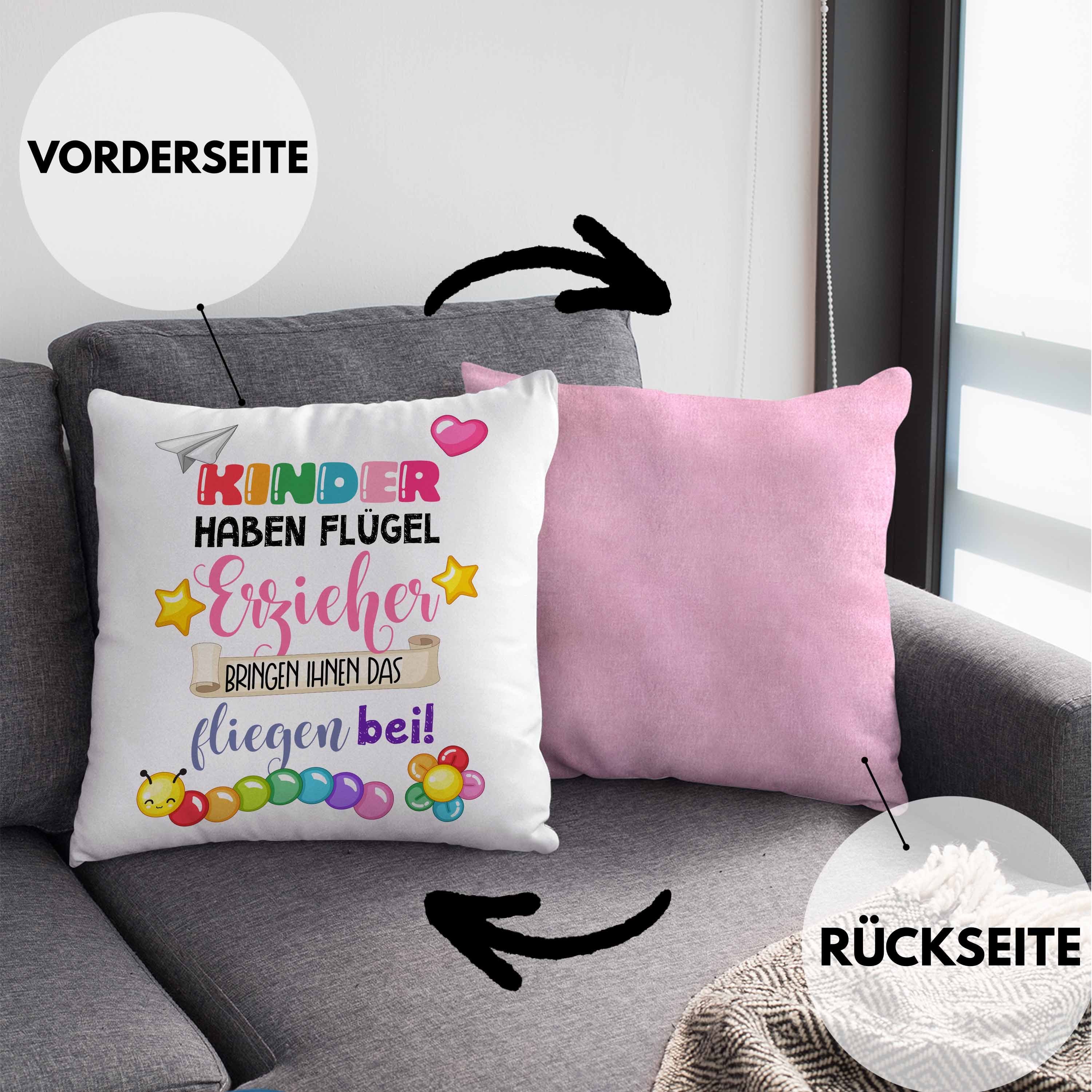 Dankeschön 40x40 Danke Kissen Abschiedsgeschenk - Dekokissen Kindergärtnerin Erzieherin Dekokissen Trendation Kinder Füllung Beste Rosa Spruch Haben Geschenk Flügel mit Trendation