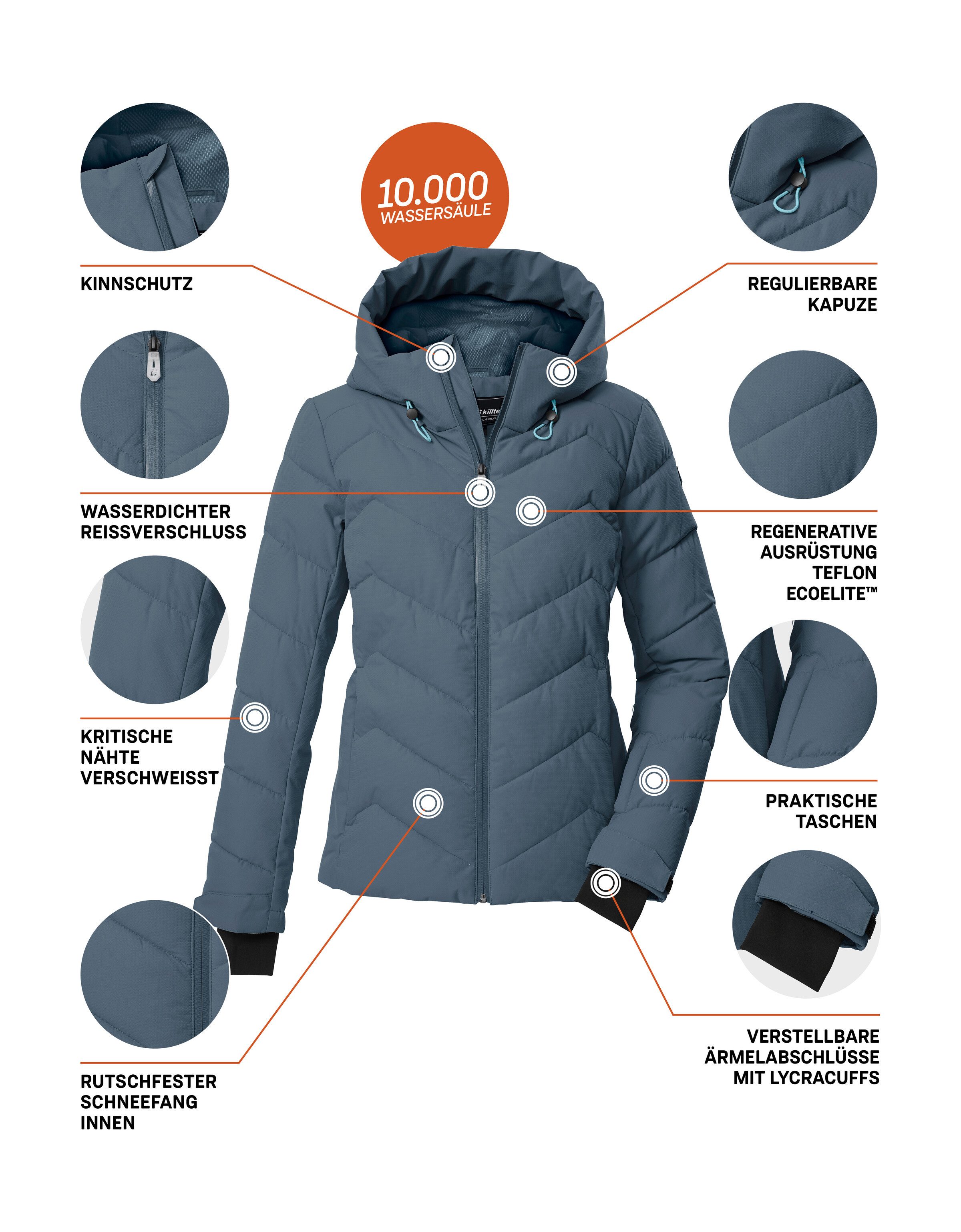 Killtec Skijacke KSW 31 WMN SKI QLTD JCKT Winddichte, wasserabweisende Skijacke mit Daunenoptik und Schneefang – Bild 5 von 5