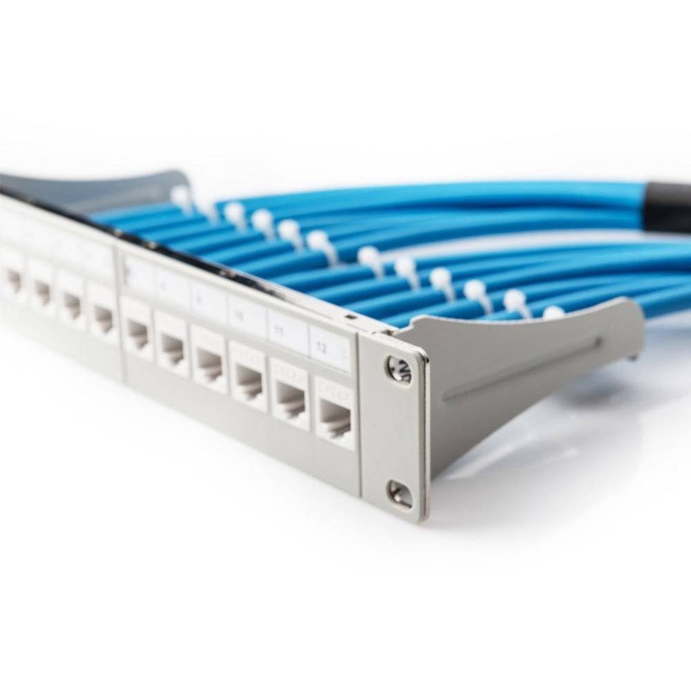 Digitus Netzwerkschrank Modular Patch Panel, 10″, 12-Port, geschirmt, 1HE, Rack DN-91419
