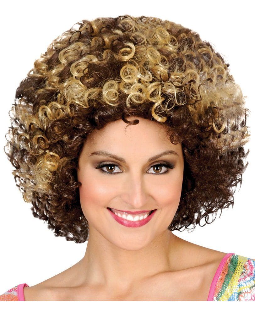 Horror-Shop Kostüm-Perücke Afro Lockenperücke Karnevalsperücke braun-blond