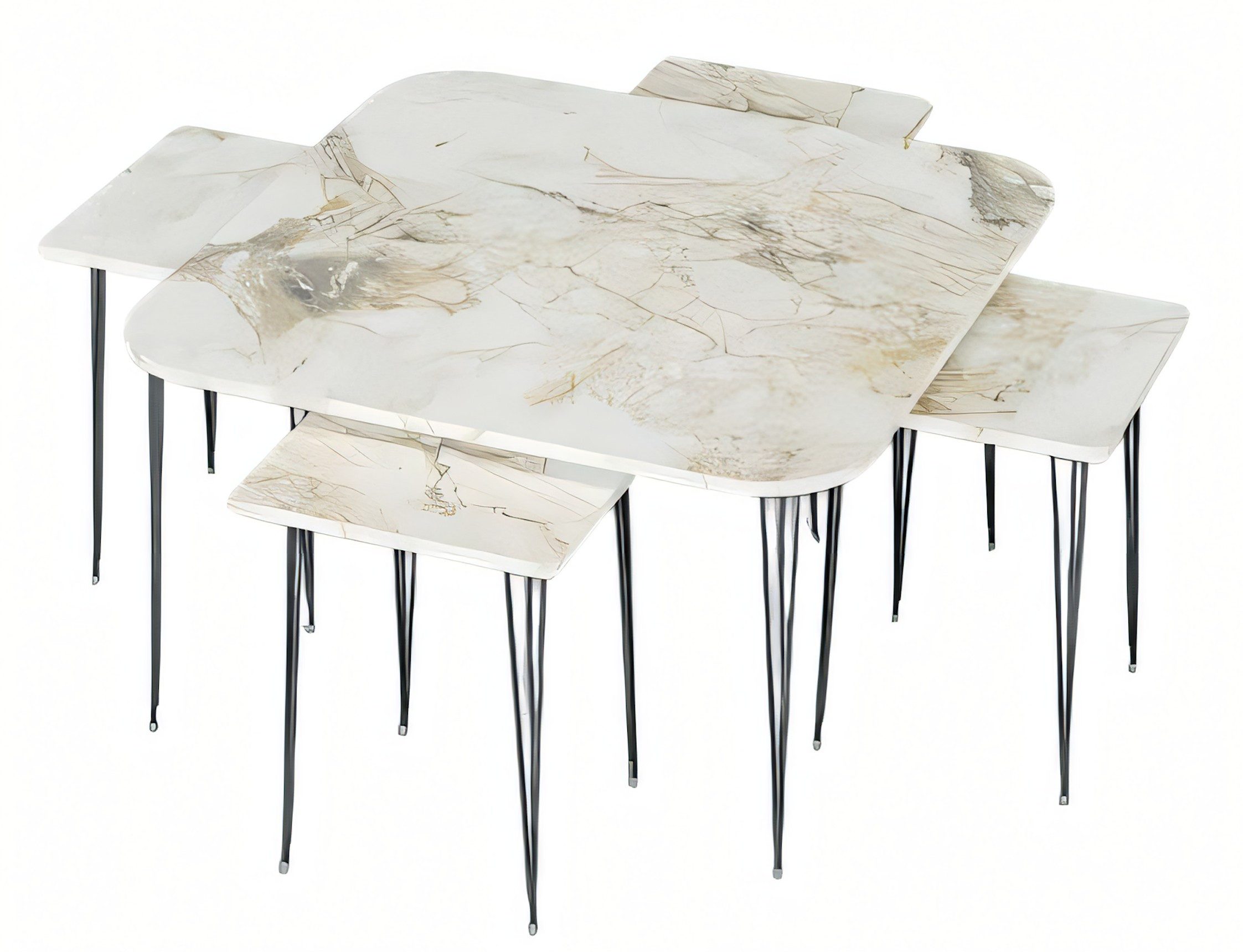 Xlmoebel Couchtisch Moderner Holz-Couchtisch mit buntem Design und Beistelltischen, Made in Europa