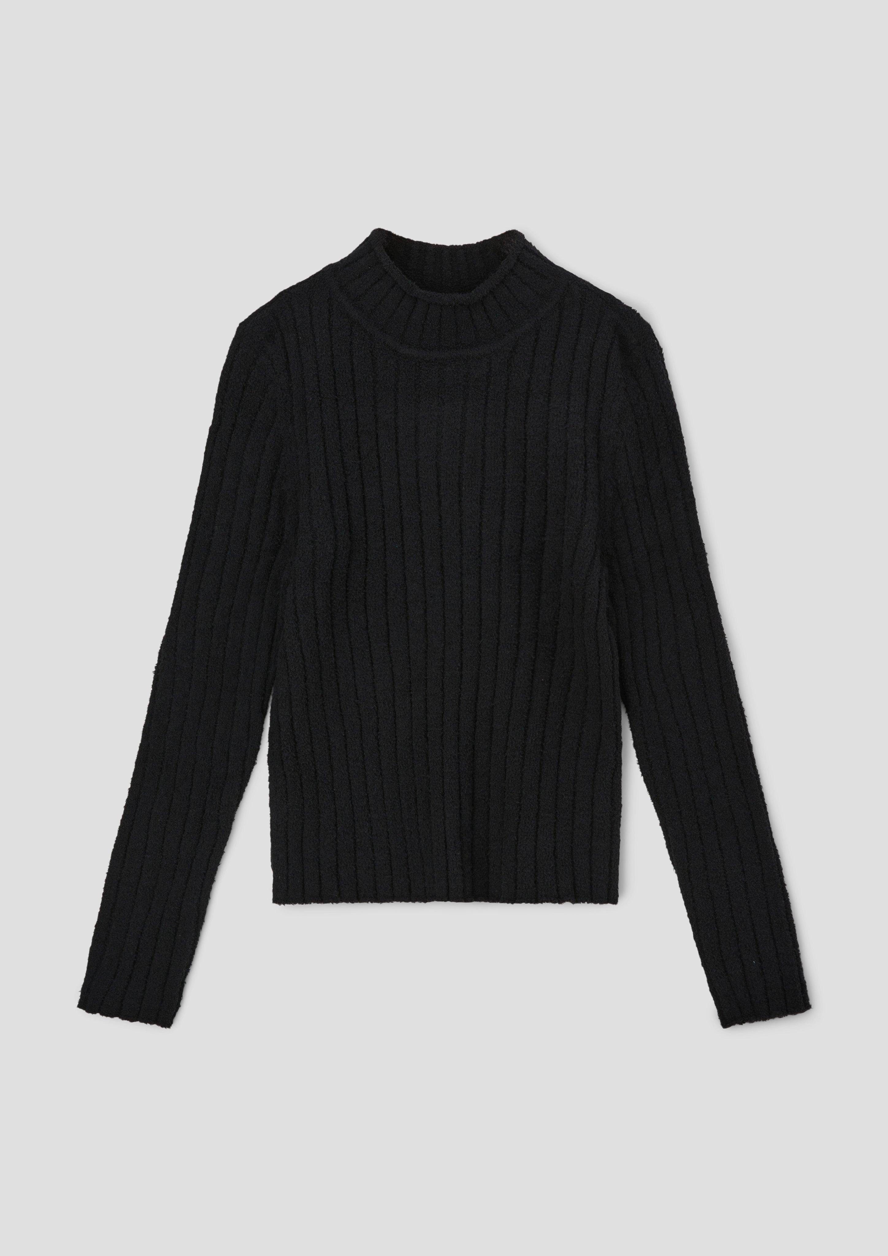 mit schwarz Strickpullover Pullover Rippstruktur s.Oliver