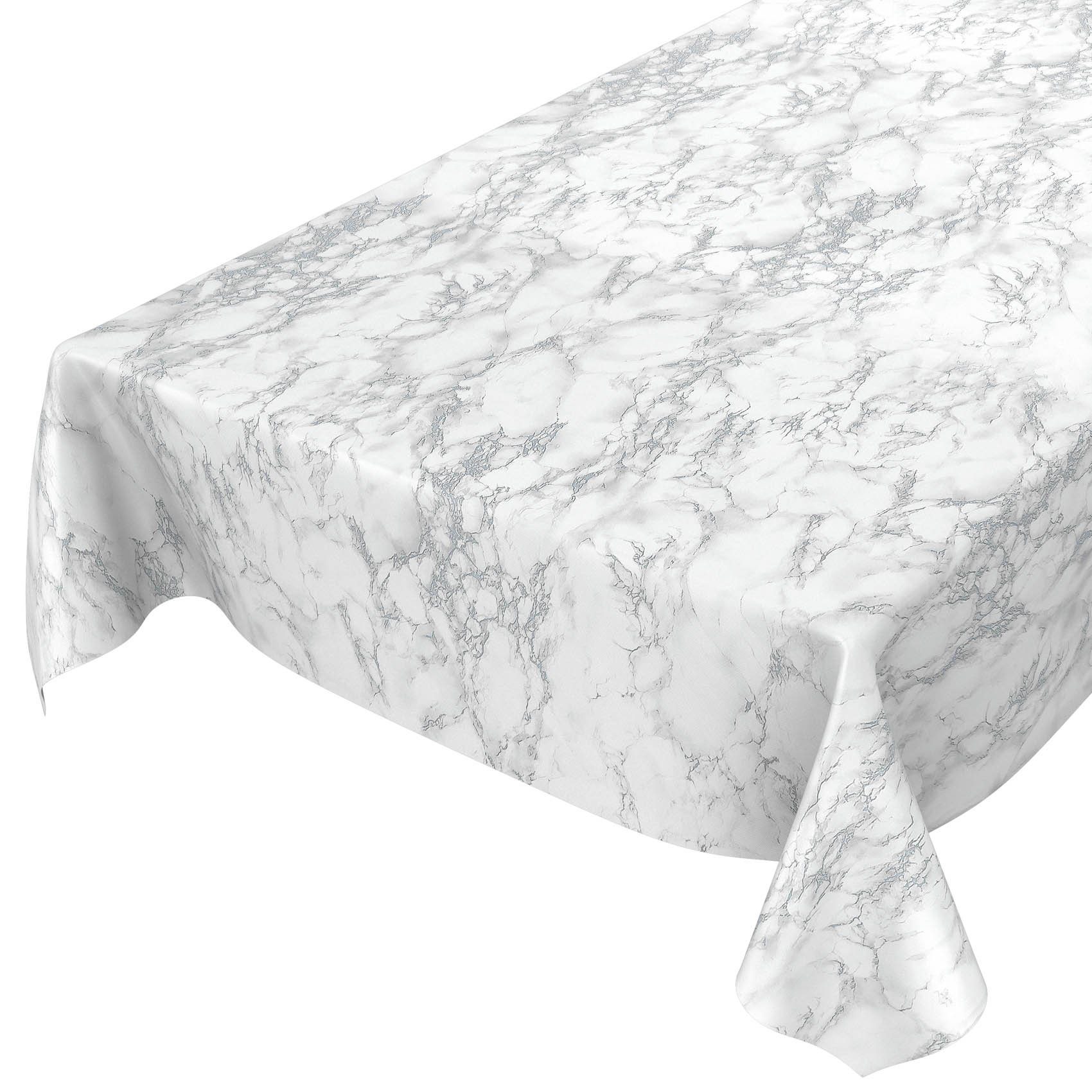 ANRO Tischdecke Wachstuch Geprägt 140 cm, Robust Marmor Breite Wasserabweisend Tischdecke Grau