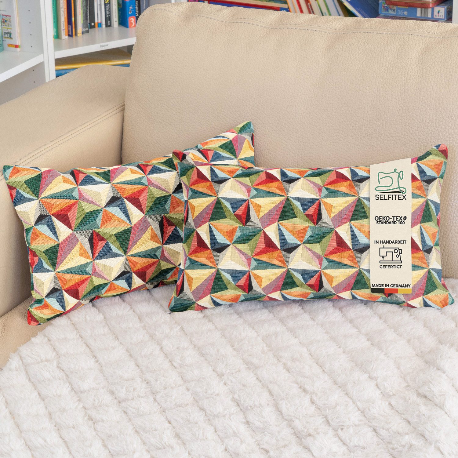 Selfitex Dekokissen mit buntem Muster im 2er Set, 30x50/40x40/50x50 inkl. F günstig online kaufen