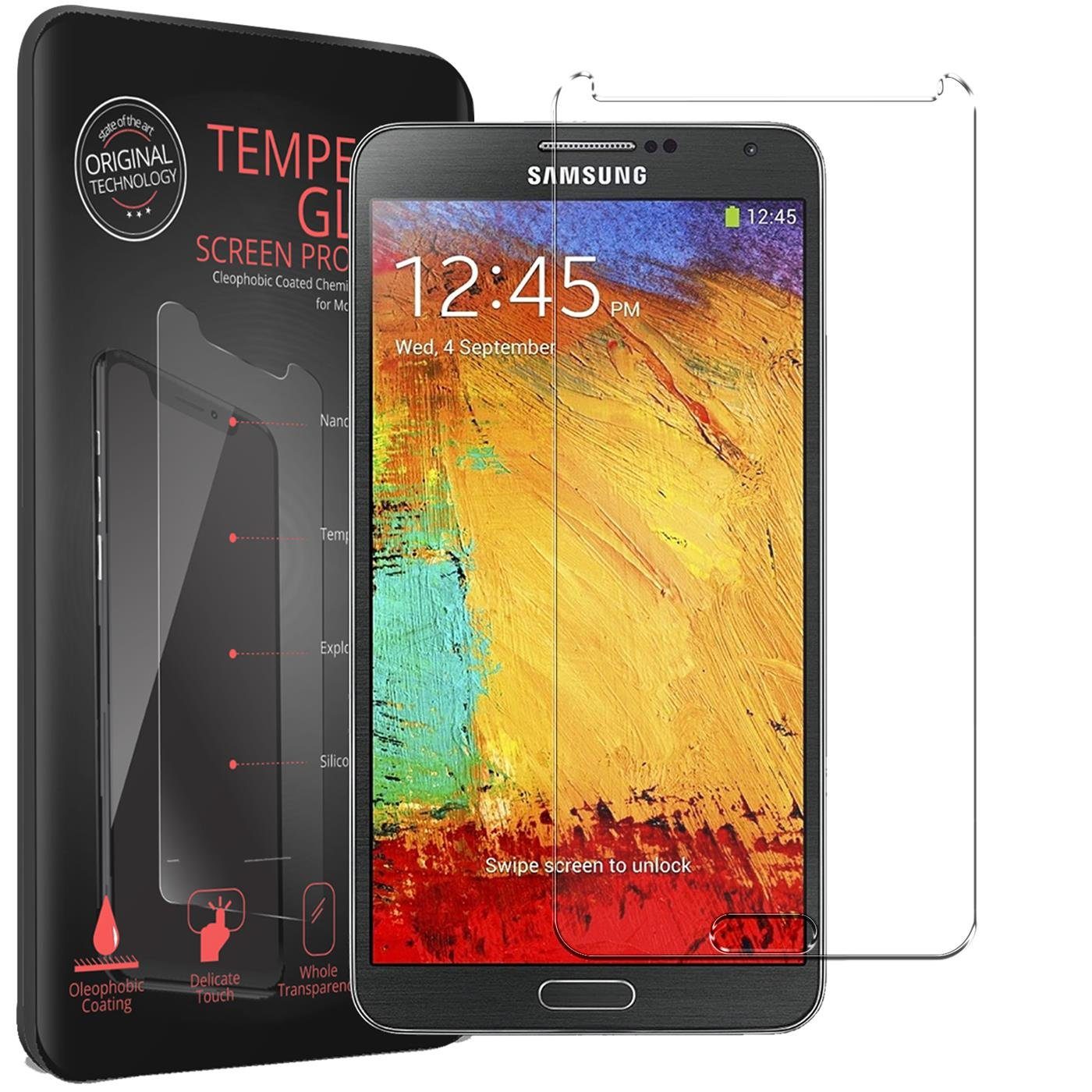 CoolGadget Schutzfolie Panzerfolie für Samsung Galaxy Note 3, (9H Härtegrad, 2x Schutzglas, 1xReinigungset), Displayfolie Panzer Schutzfolie 2 Stück für Samsung Note 3 Glas Folie