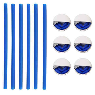 MAVURA Trinkhalme Silikon Strohhalme mit Aufbewahrungsdose Strohhalm XXL Trinkhalm Set Blau wiederverwendbar 24cm [6er Set]