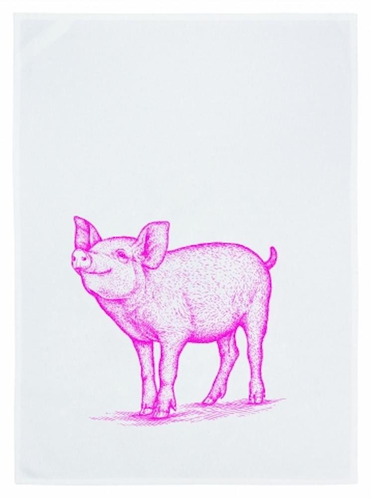 17;30 Hamburg Geschirrtuch Schweinchen, Rosa, (1-tlg), 50x70cm, Siebdruck