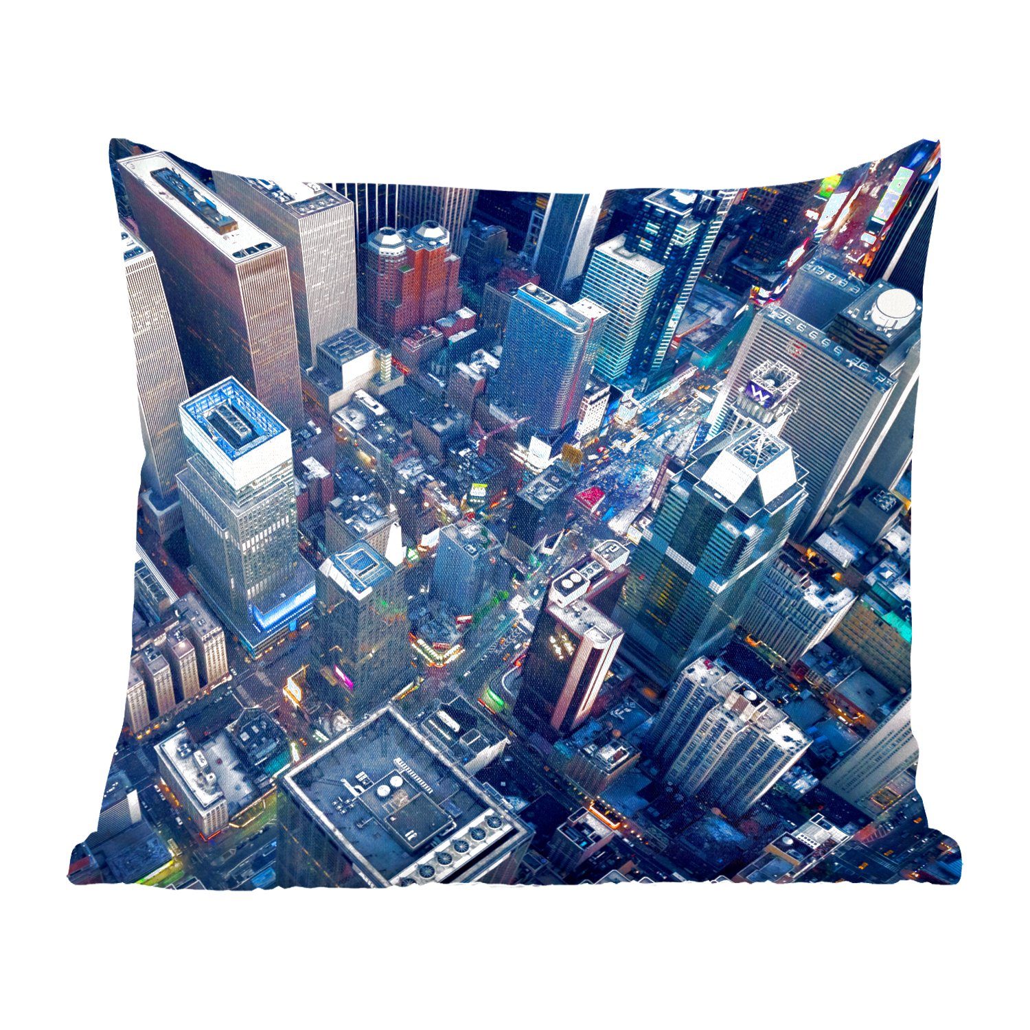 MuchoWow Dekokissen Luftaufnahme des Times Square, Zierkissen mit Füllung für Wohzimmer, Schlafzimmer, Deko, Sofakissen