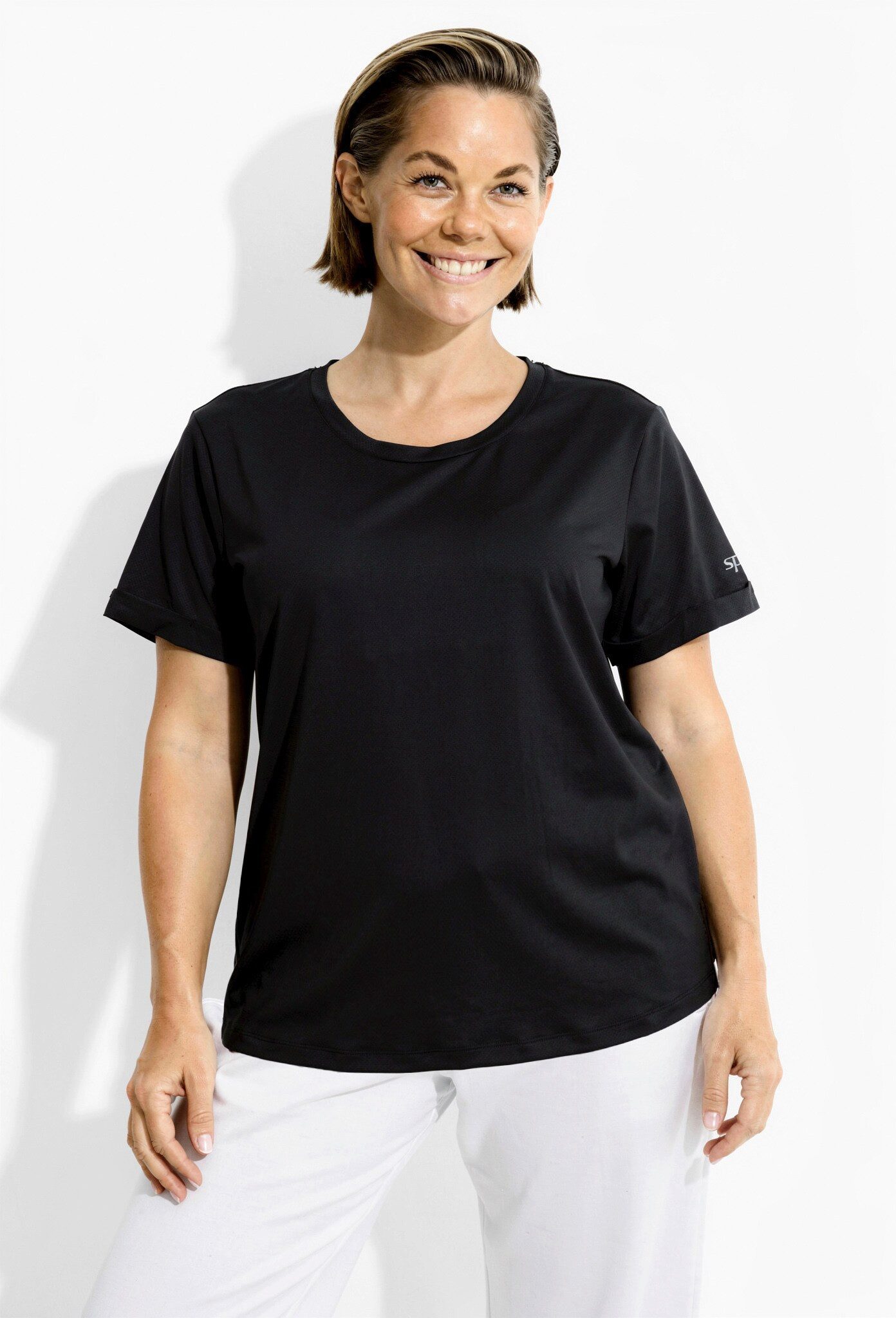 Ulla Popken T-Shirt Funktions-Shirt LSF 50+ Rundhals Halbarm recycelt günstig online kaufen