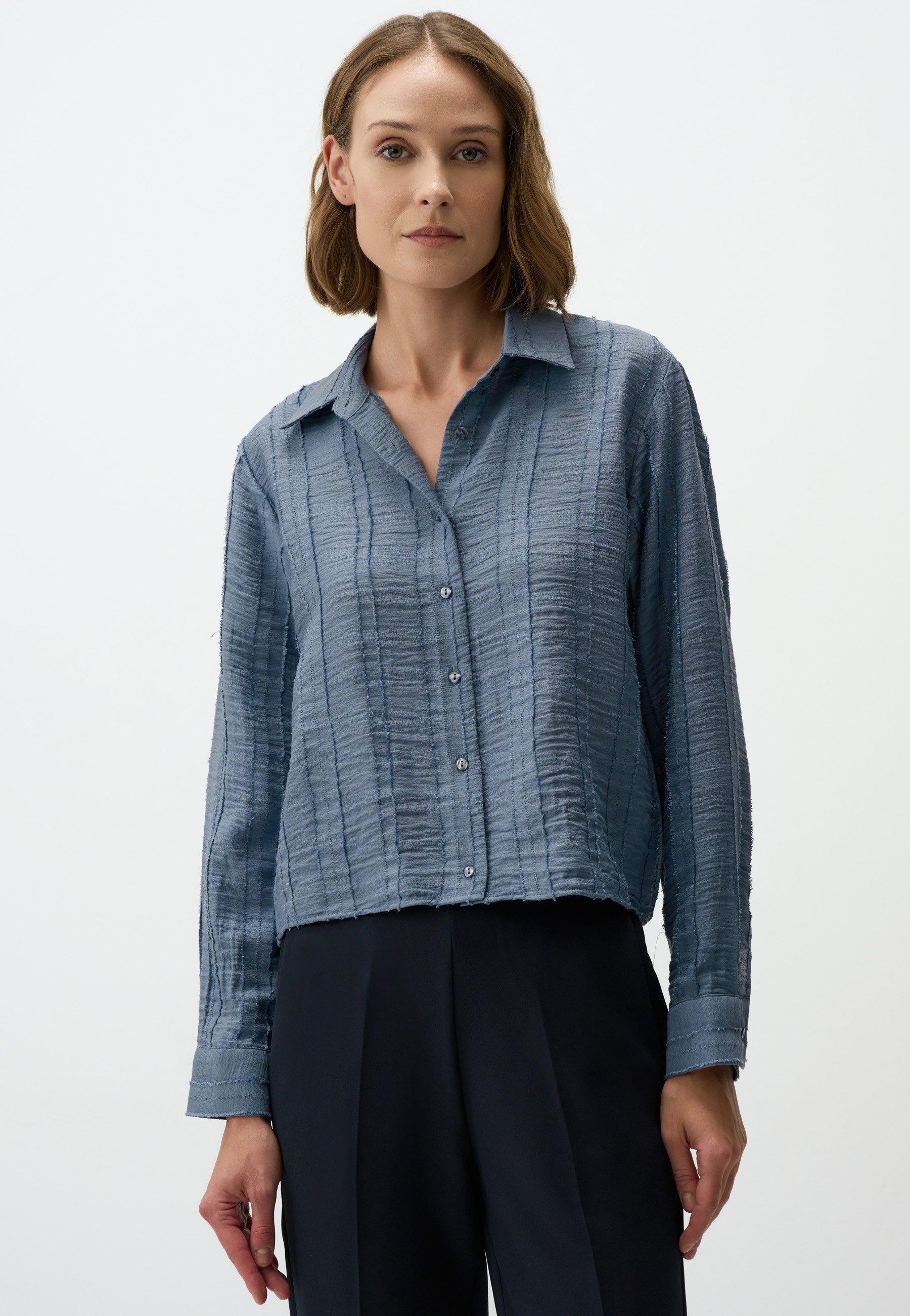 Jimmy Key Shirtbluse Langärmliges Gestreiftes Webhemd günstig online kaufen