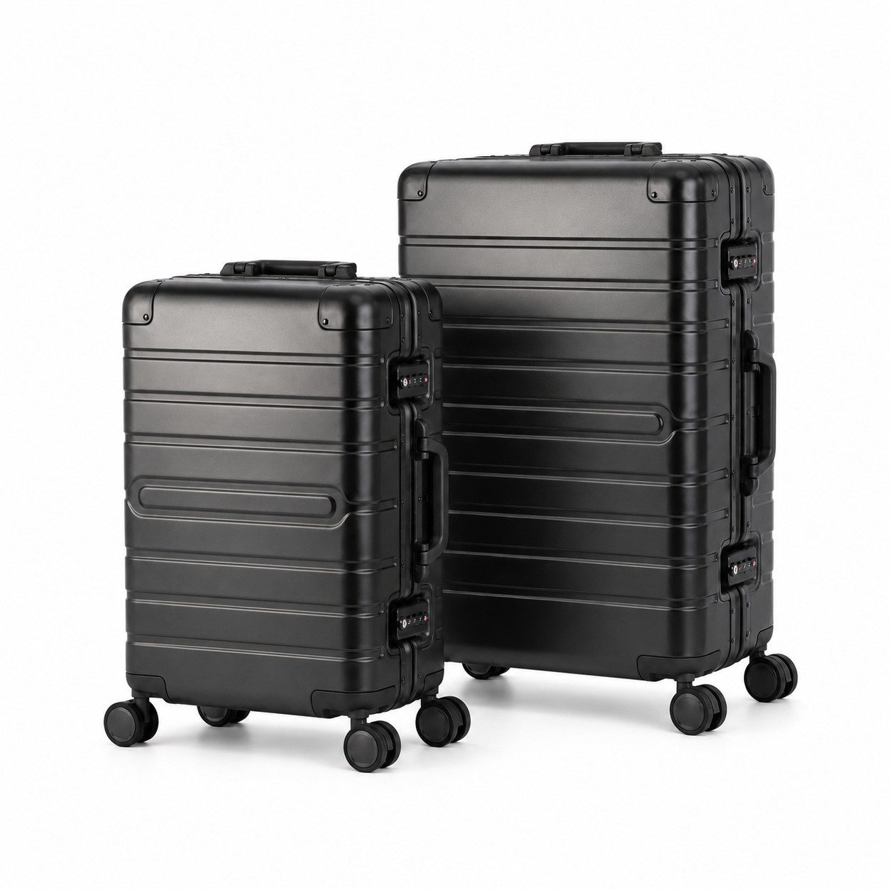 Travelhouse Kofferset 100% Aluminium OSLO - verschiedene Farben, 4 Rollen, (2 tlg., S+M), mit stabilem Aluminium Gehäuse und verstärkten Ecken