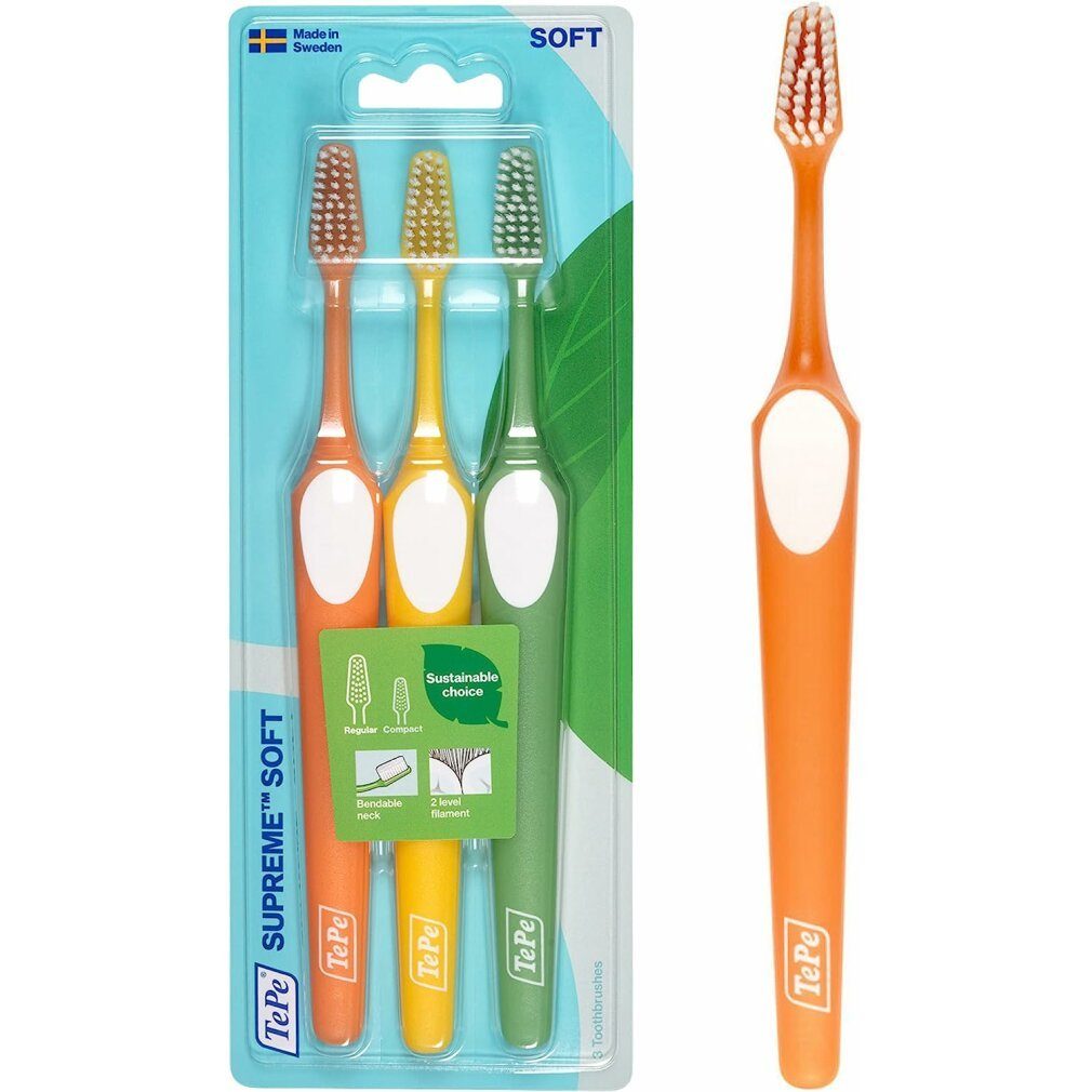 TePe Zahnbürste Supreme Soft Zahnbürste 3er-Mix