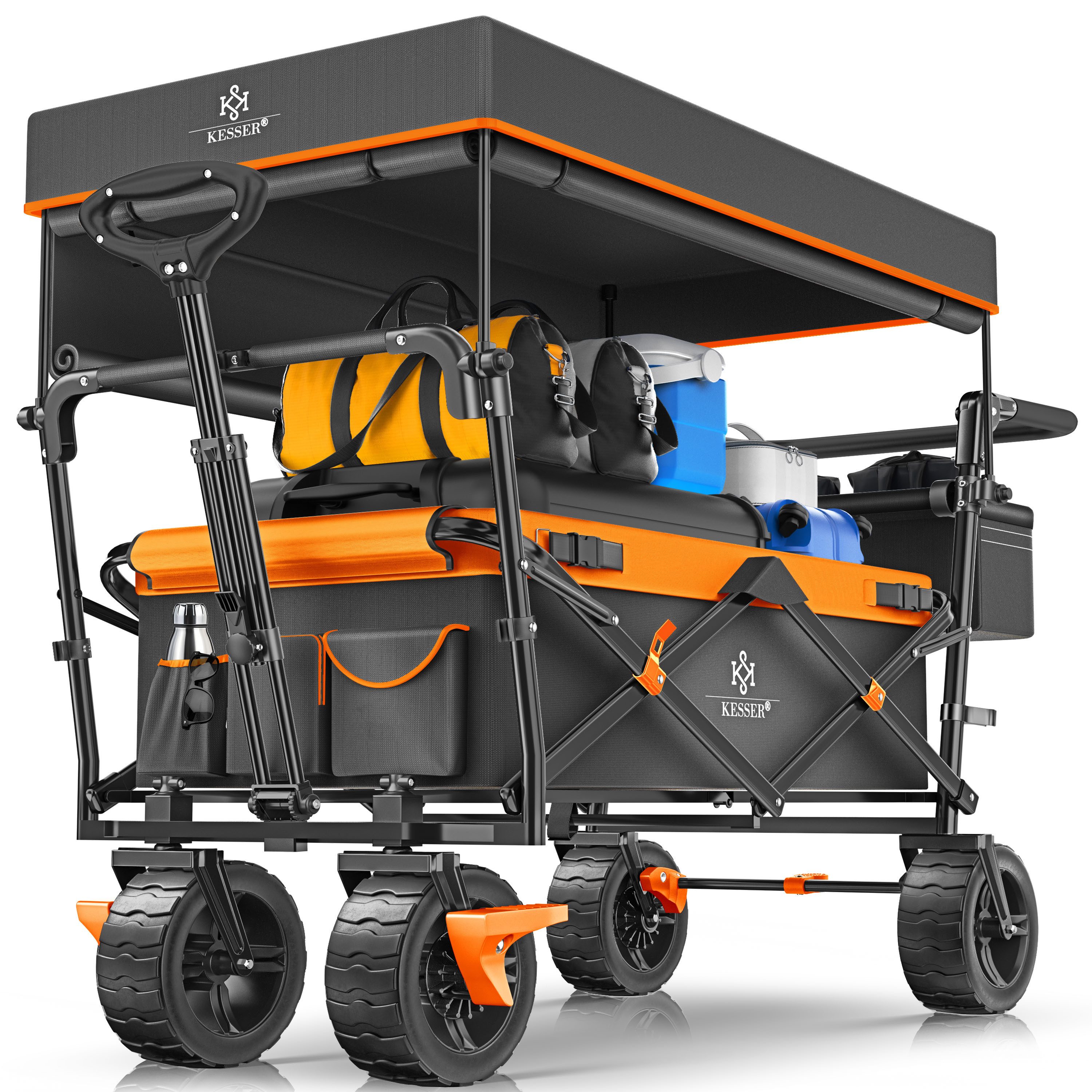 KESSER Bollerwagen, Bollerwagen faltbar GT9000 mit Dach Handwagen Transportwagen