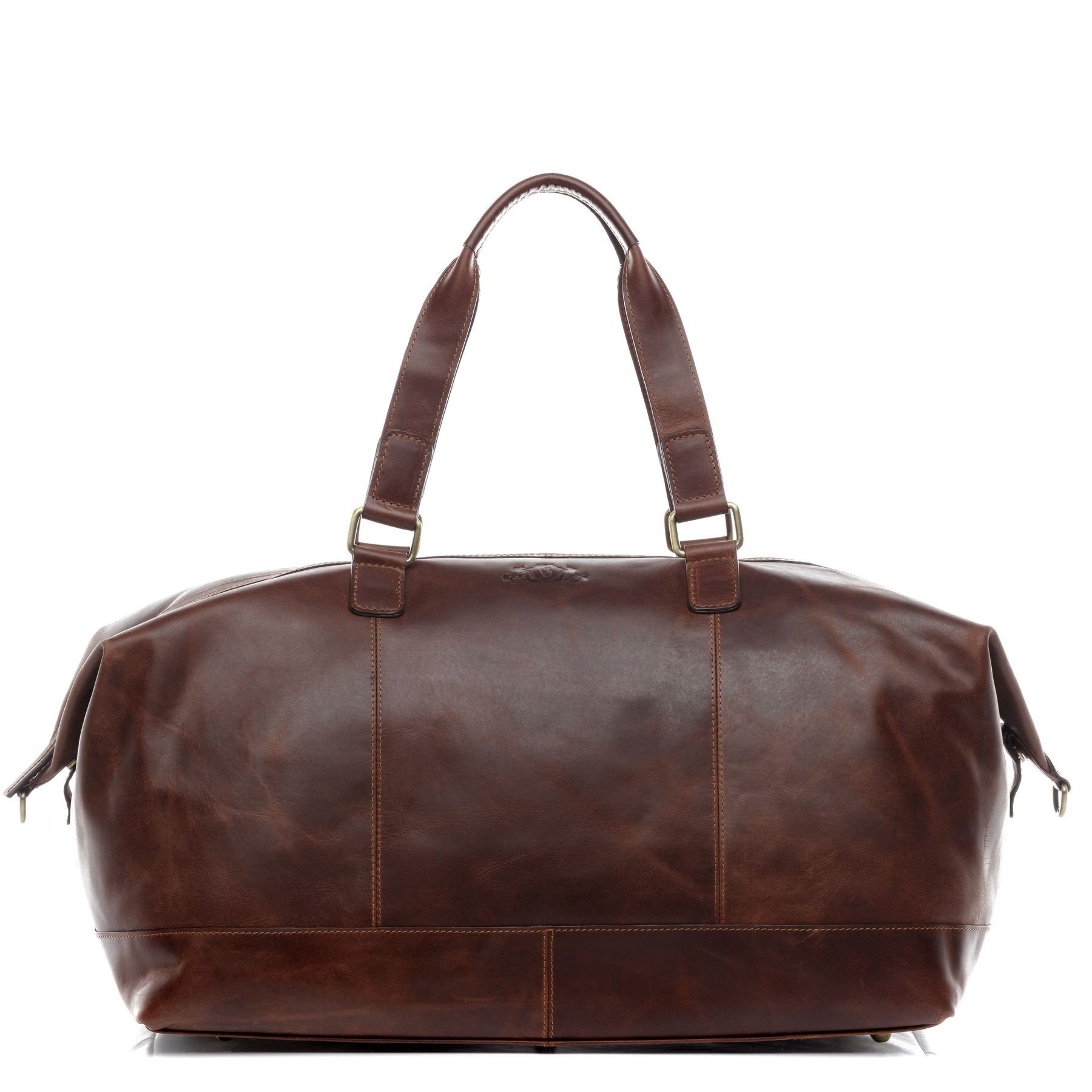 SID & VAIN Reisetasche echt Leder Невеликі сумки для поїздок groß Ledertasche braun LOGAN, Echtleder Reisegepäck für Damen & Herren, Sporttasche XL braun-cognac