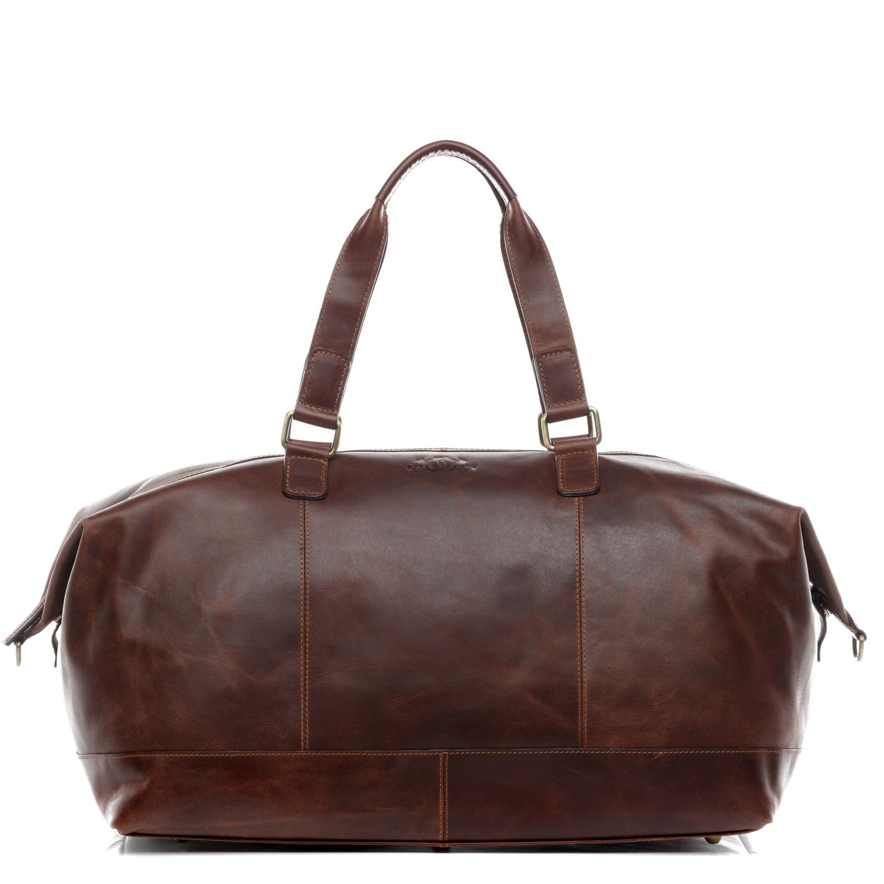 SID & VAIN Reisetasche Leder Weekender Unisex LOGAN, Echtleder Reisegepäck für Damen & Herren, Sporttasche XL braun-cognac