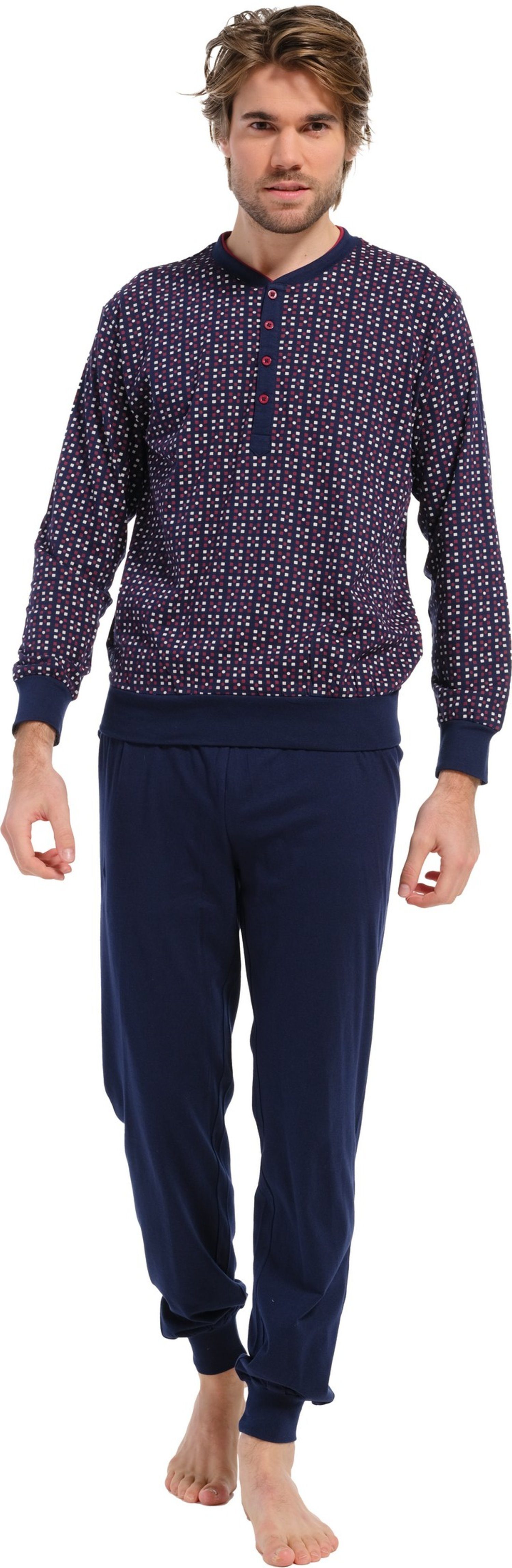 Pastunette Schlafanzug Herren Pyjama mit Bündchen (2 tlg) Baumwolle dark blue | Pyjama-Sets