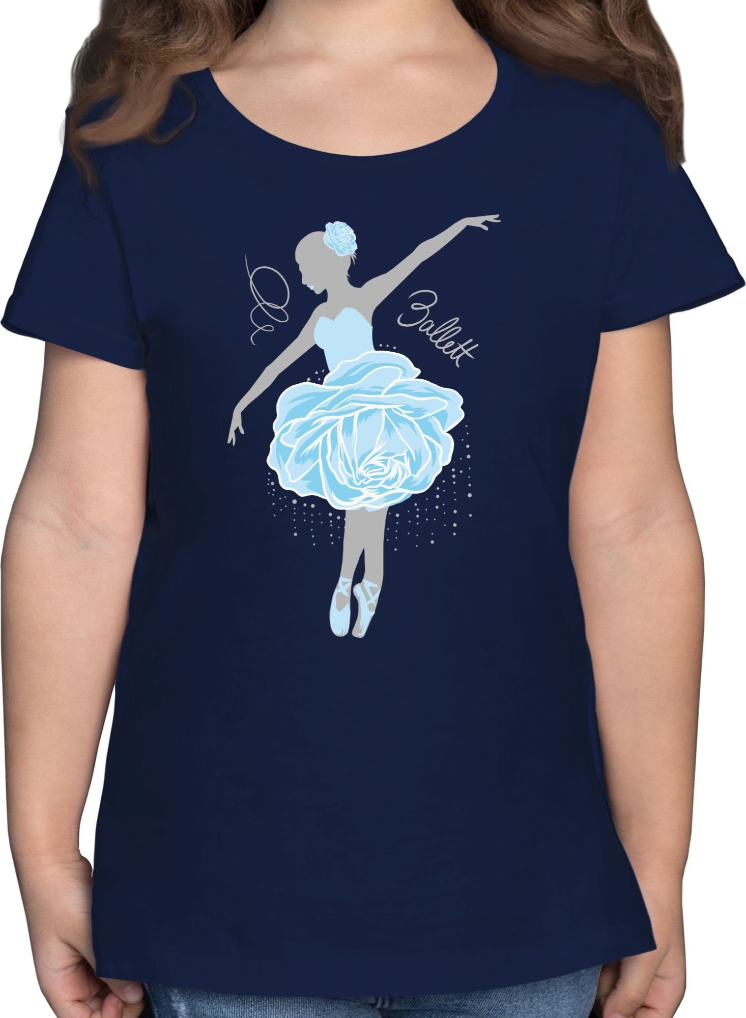 Shirtracer T-Shirt Ballerina - grau/blau Kinder Sport Kleidung 03 Dunkelblau