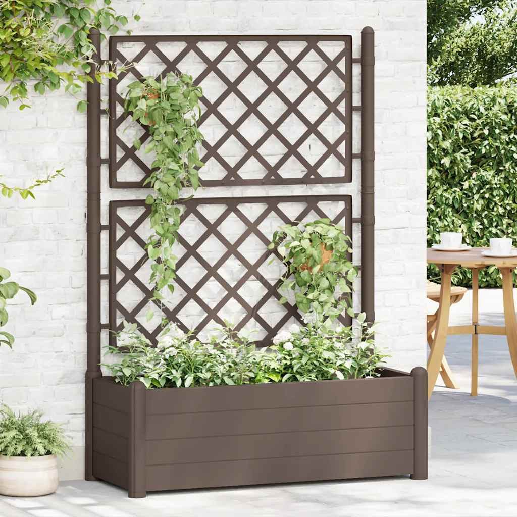 vidaXL Blumentopf Pflanzkübel mit Spalier 100x43x142 cm PP Mokka (1 St)