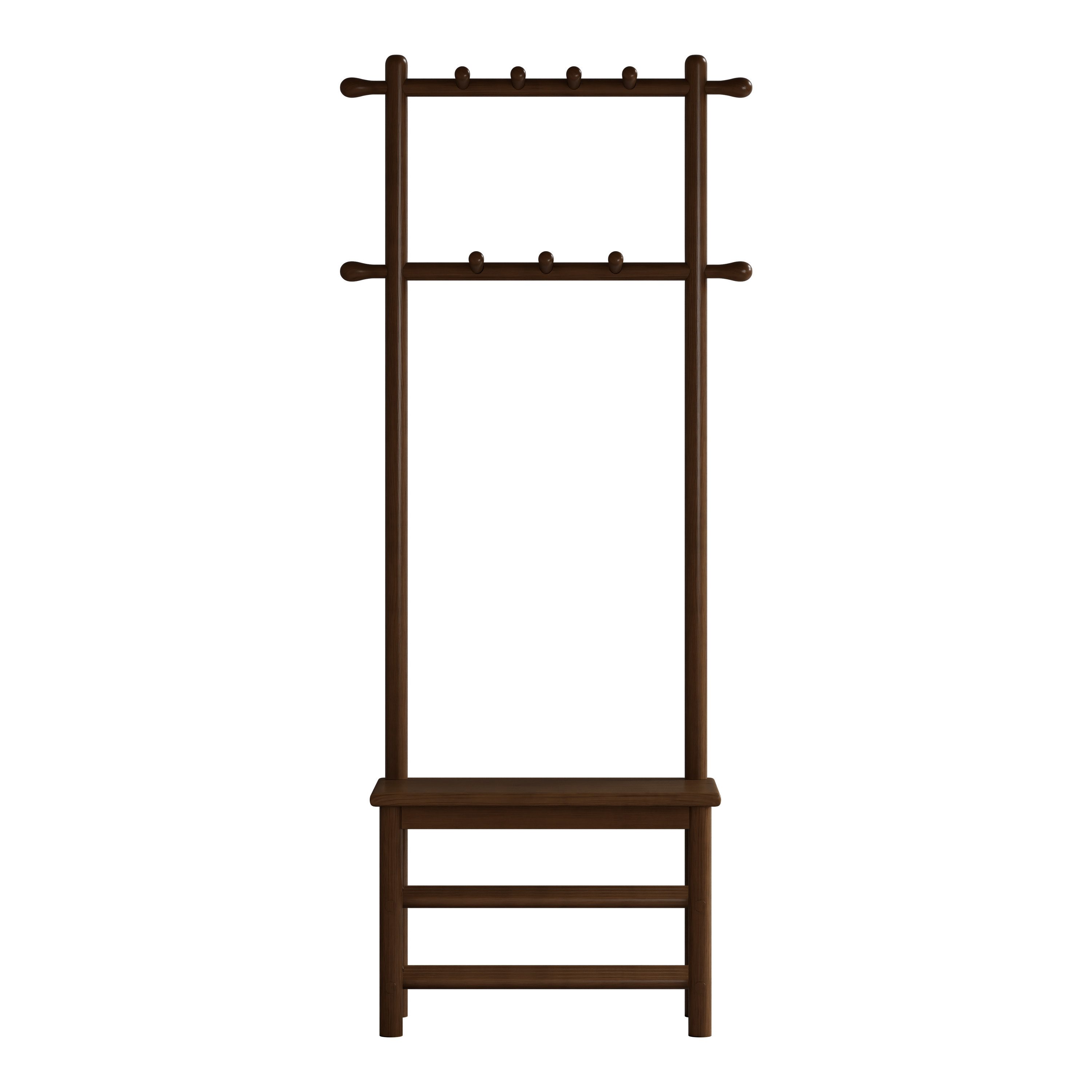 AQIMUELE Schuhbank Garderobe mit Sitzbank, 11 Haken (1-St), 60 cm, Walnussfarben