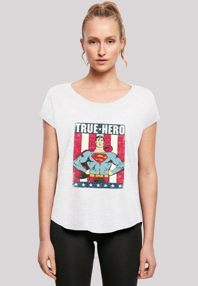 F4NT4STIC T-Shirt Long Cut T-Shirt DC Comics Superman True Hero Superheld  Print