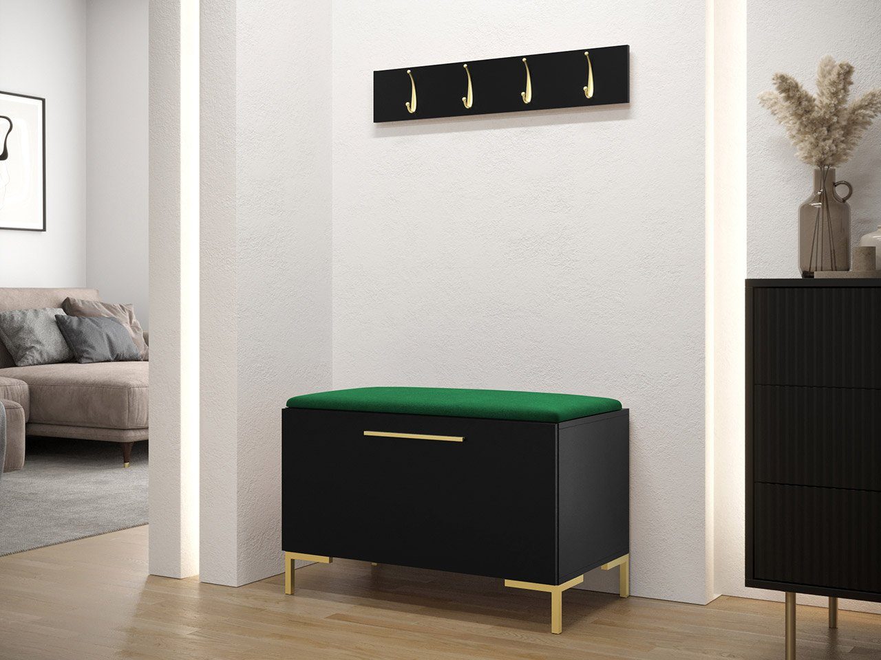 MIRJAN24 Garderoben-Set Zilion VIII, (Komplett-Set, Schuhschrank, Gepolstertes Paneel 84x42), Auswahl aus Fronten und Polsterplatten