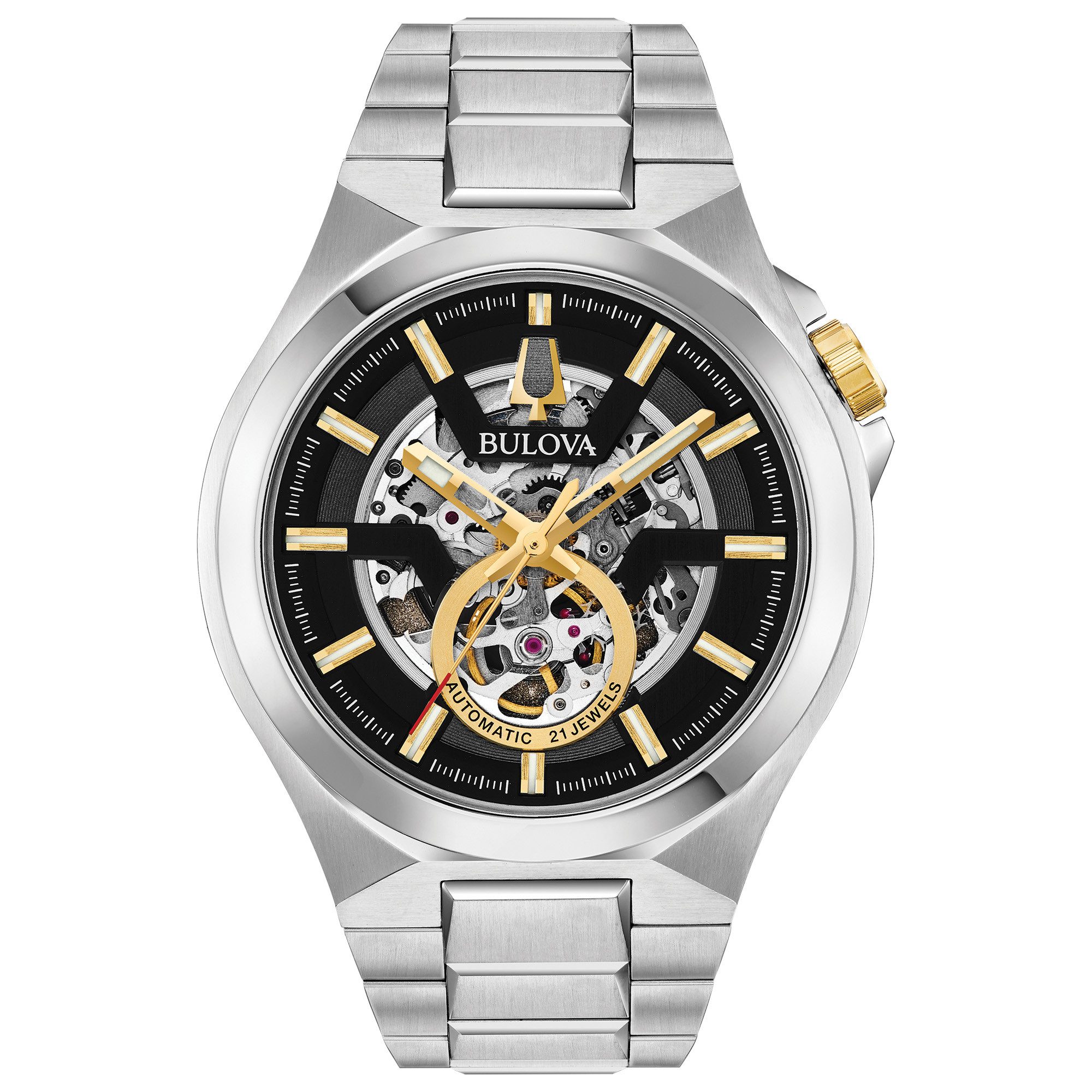 Bulova Automatikuhr 98A224, Armbanduhr, Mechanische Uhr, Herrenuhr, Edelstahlarmband
